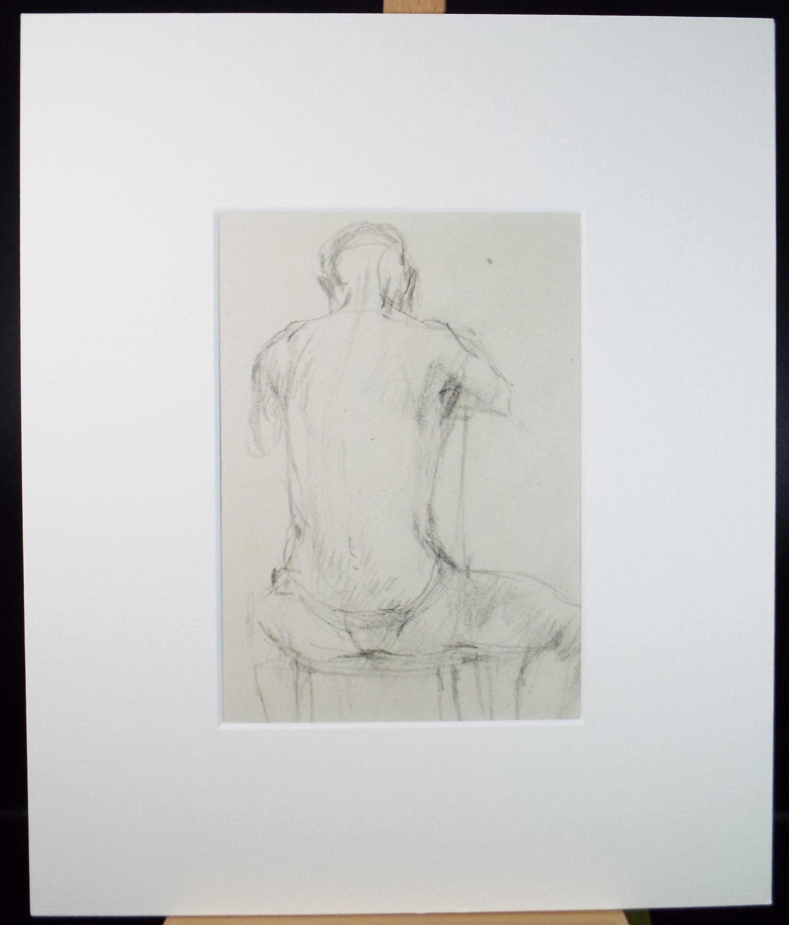 Pencil drawing 'Seated male', c1950s, C.D. Finley