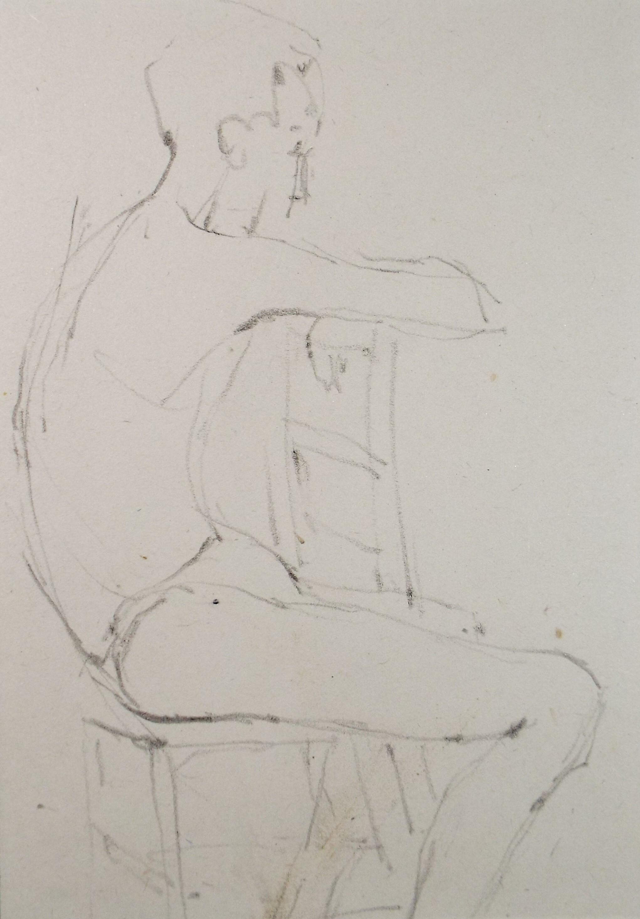 Pencil drawing 'Seated male', c1950s, C.D. Finley