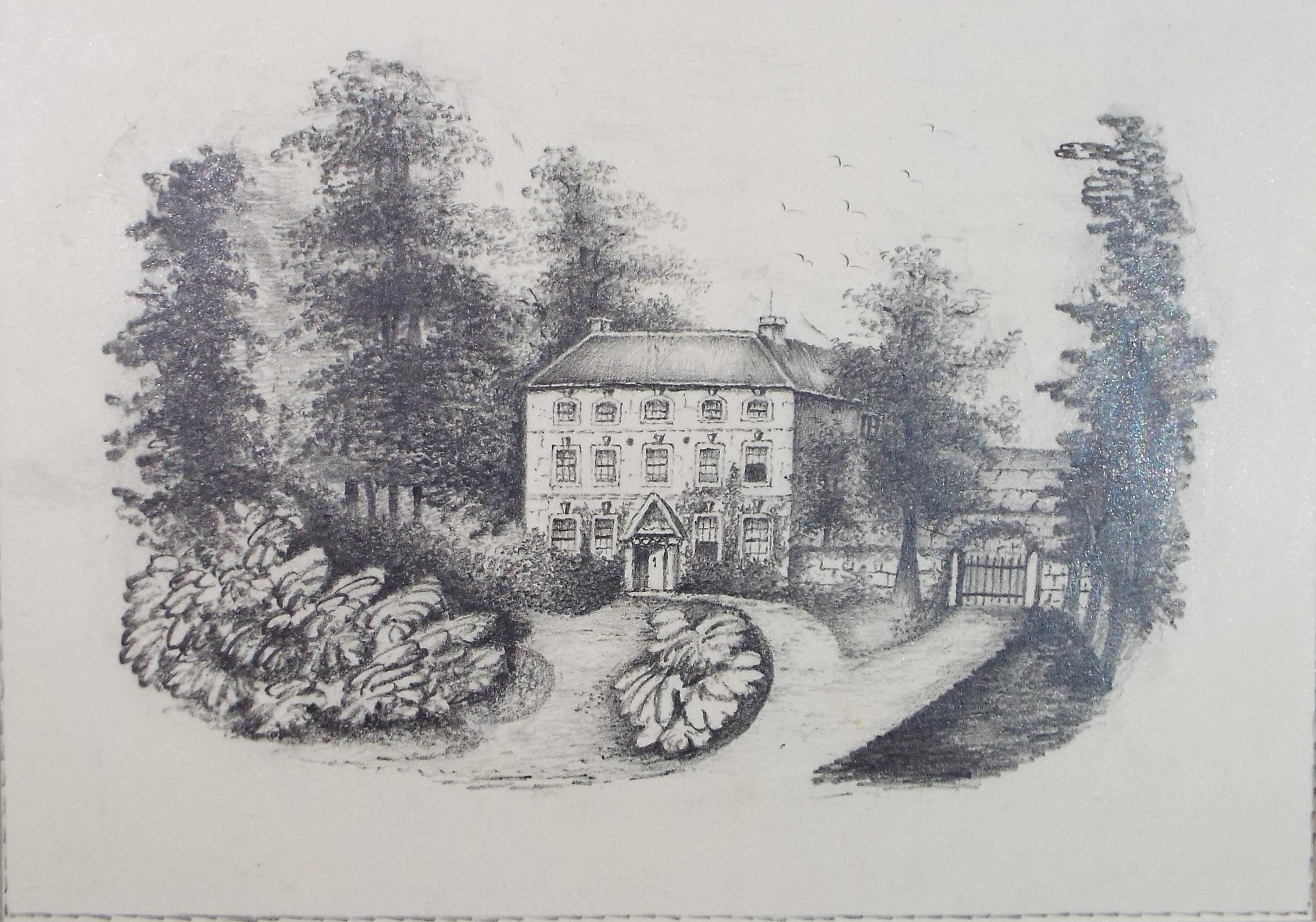 Original Pencil drawing Circa 1870's, 'Country House' - Unknown Artist