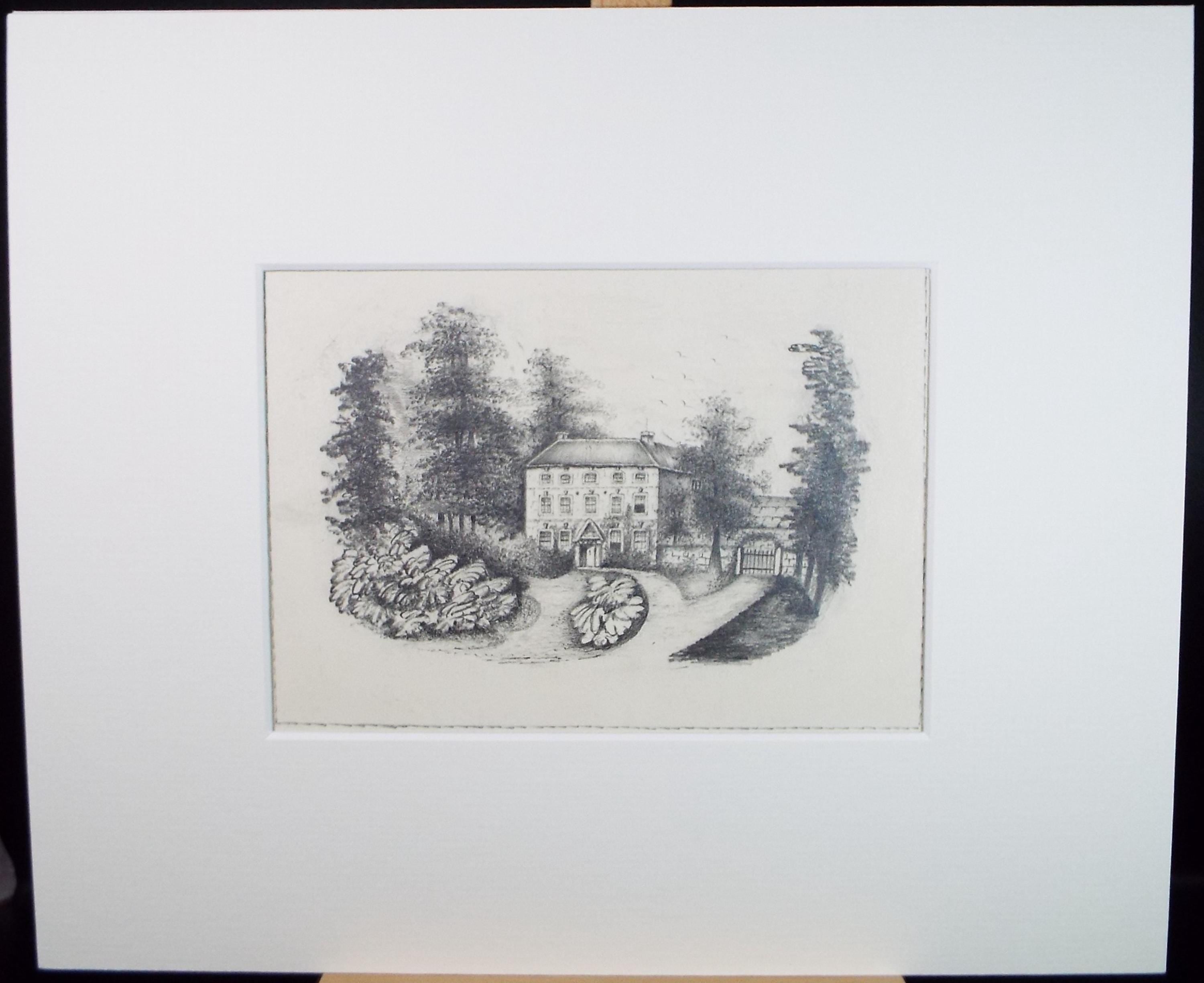 Original Pencil drawing Circa 1870's, 'Country House' - Unknown Artist