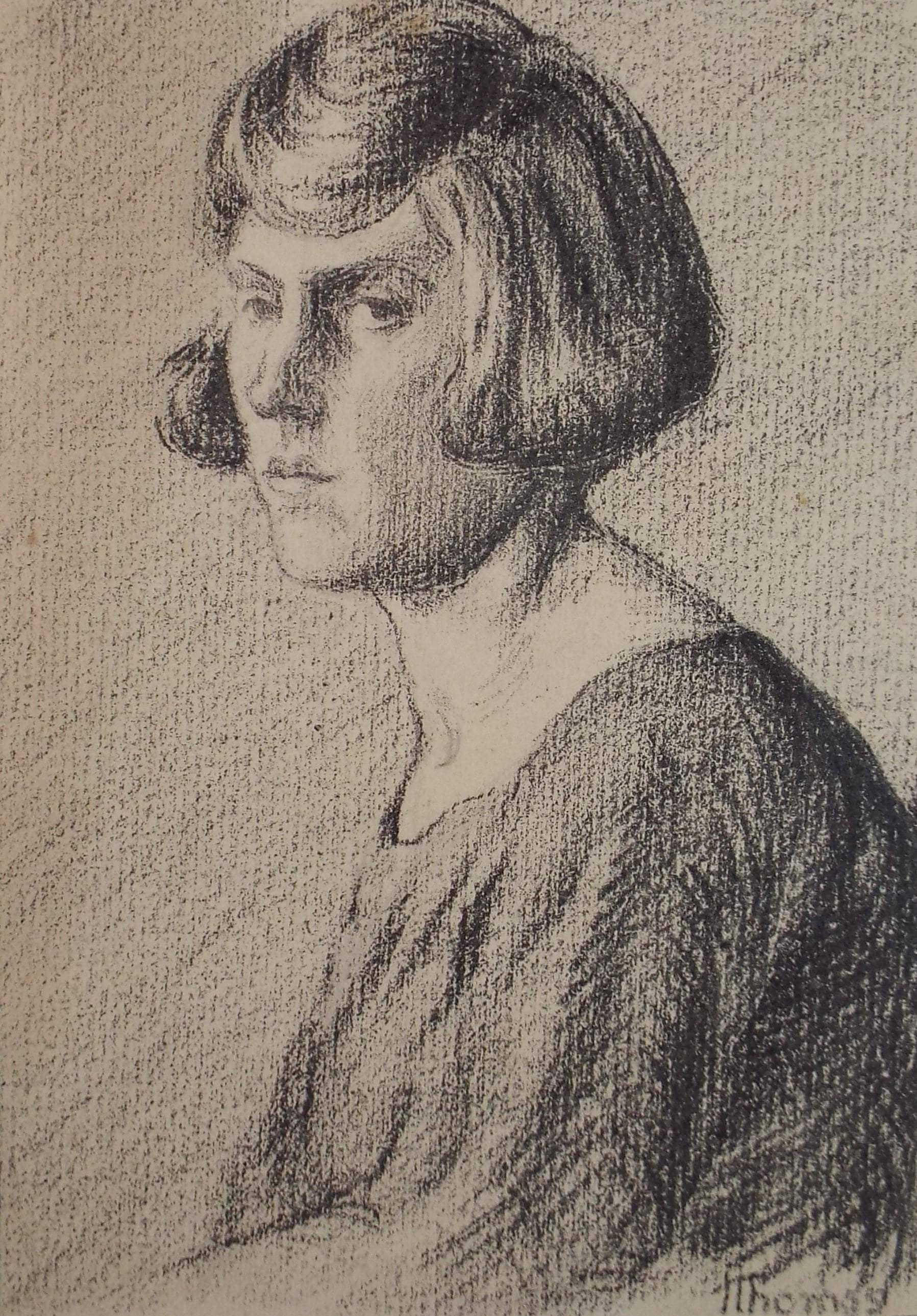 Original Pastel drawing, 'Portrait of a Woman' , Harry Thomas, Dated 1915