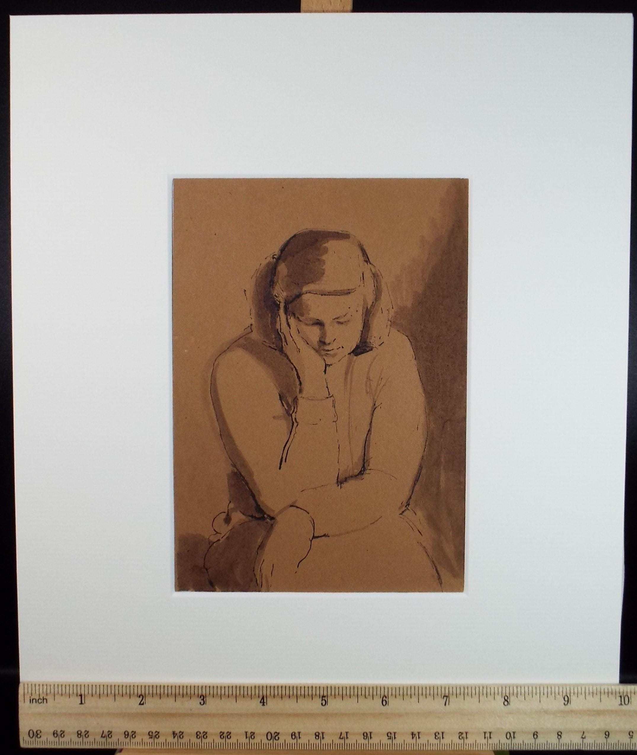 Original Watercolour,'Seated Woman', Hilda Burford (1887-1957)