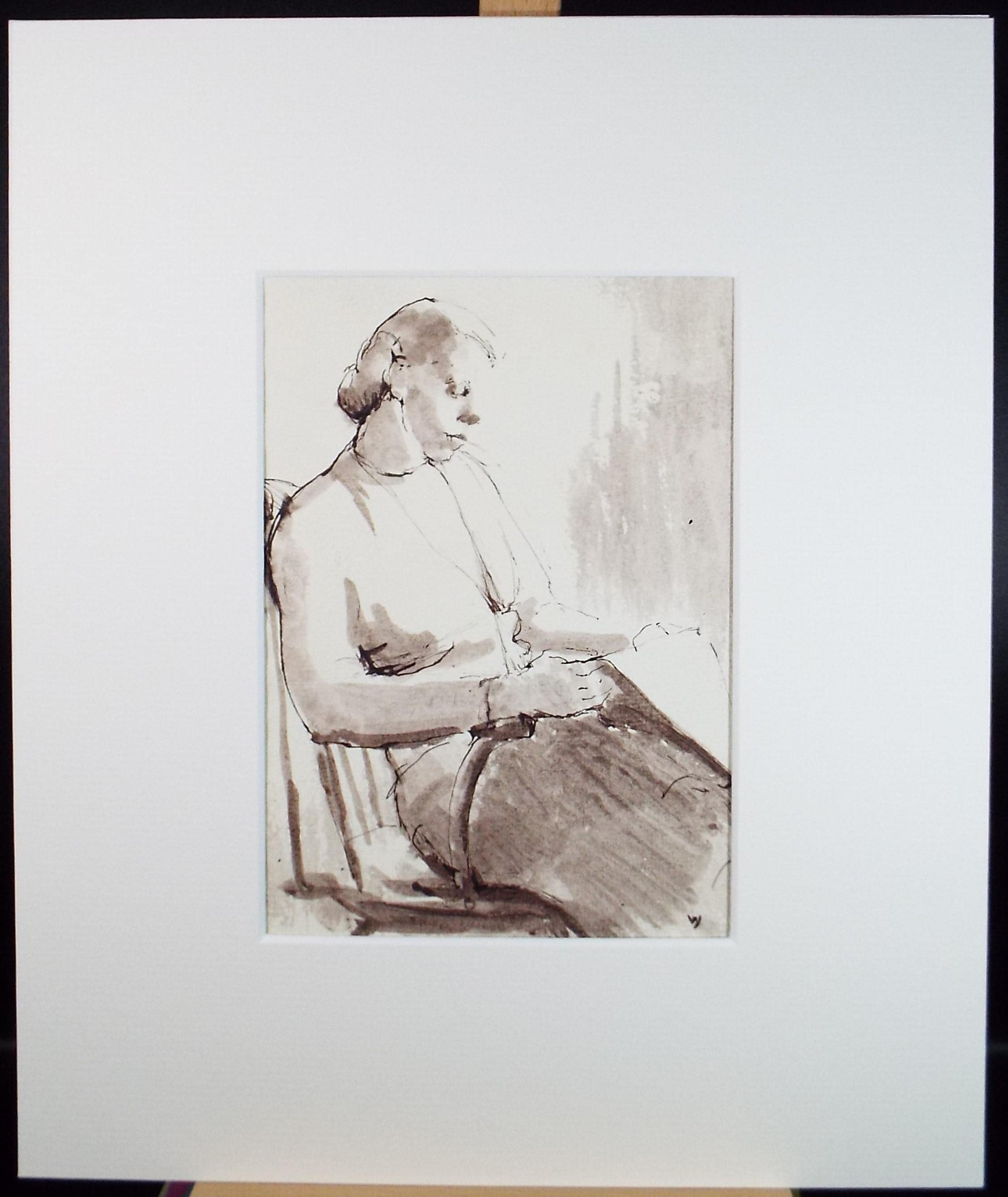 Original Watercolour,'Woman Reading', Hilda Burford (1887-1957)