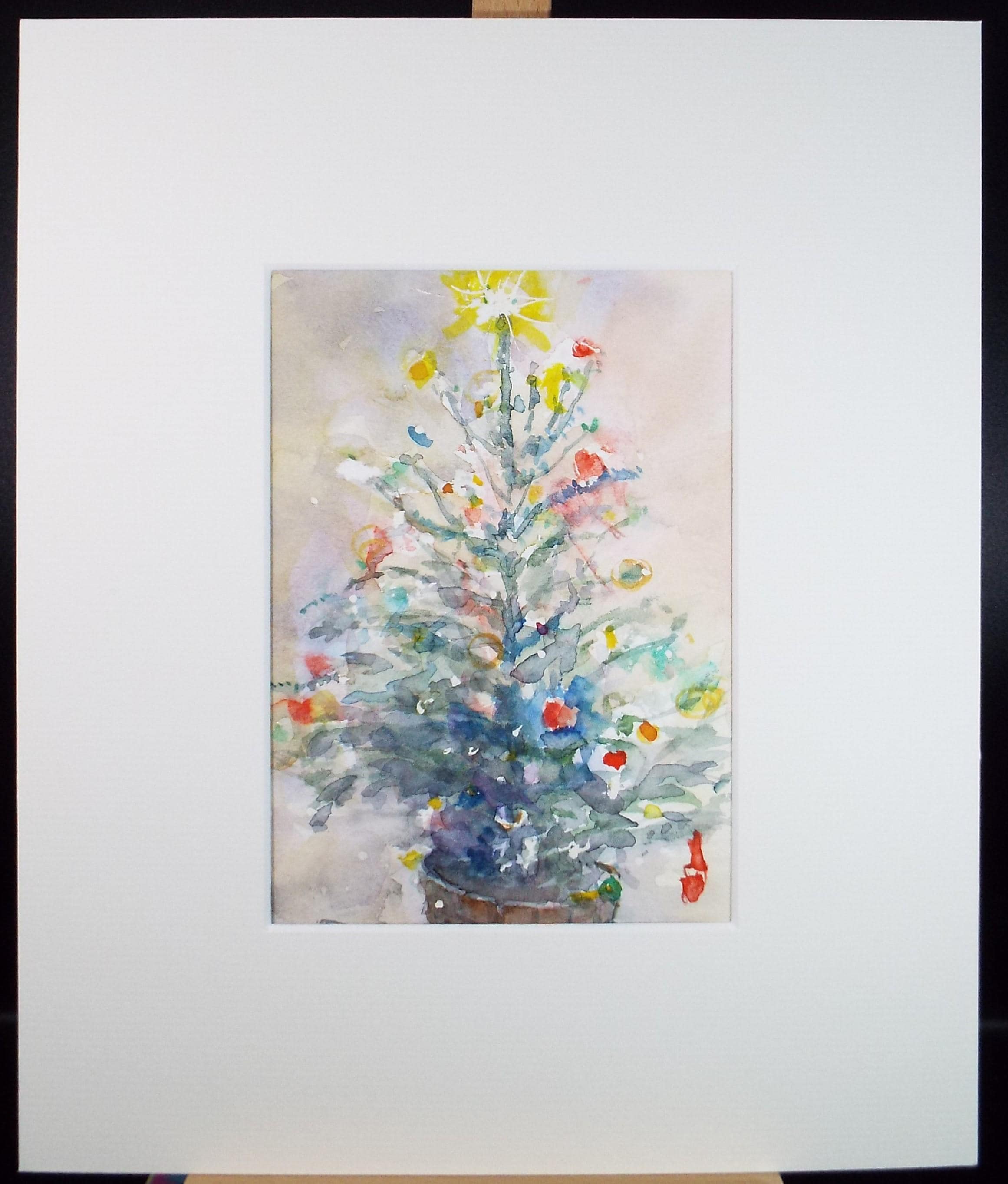 Original Watercolour,'Christmas Tree', circa 1980's, Michael Stone b1922