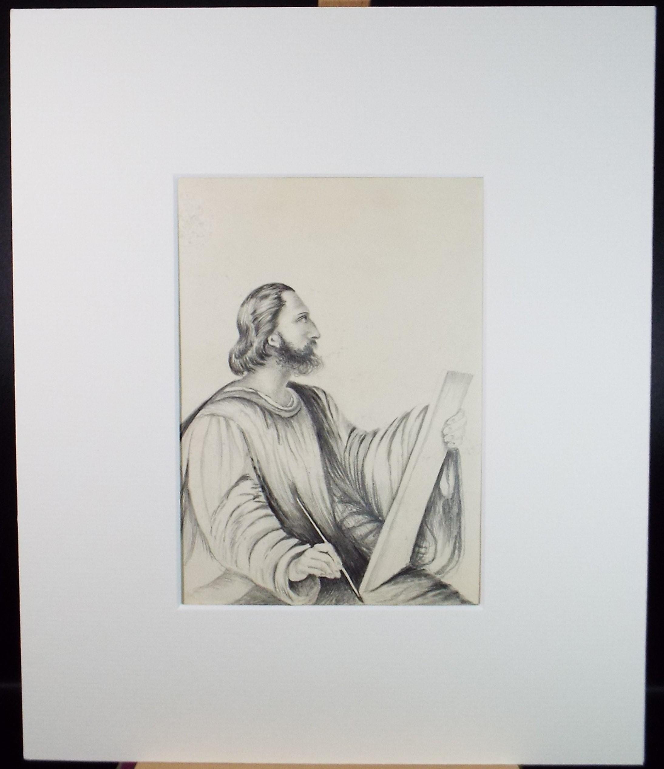 Pencil drawing, 'Biblical Figure', Late 19th Century, Artist Unknown