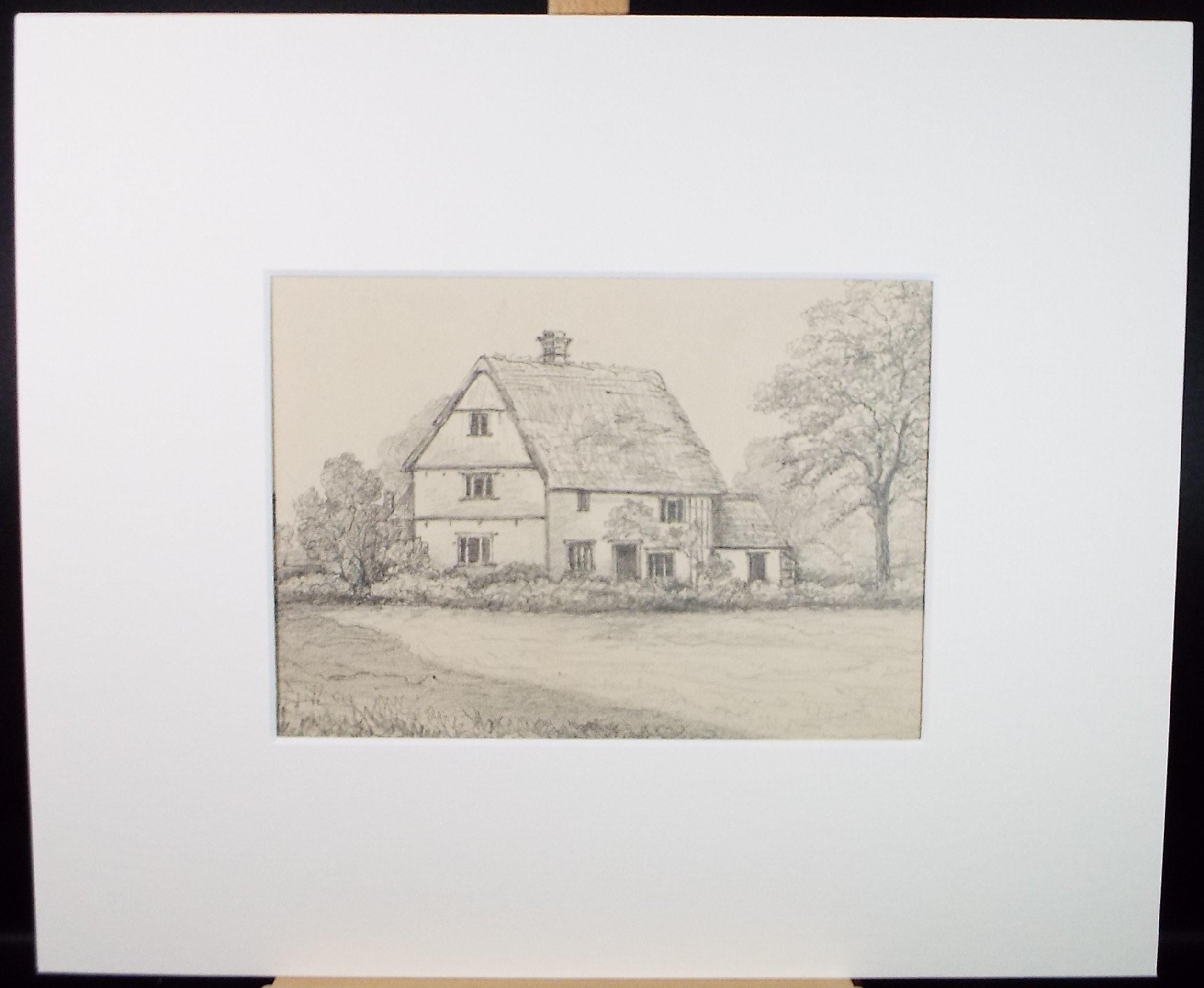 Original Pencil drawing, 'The Rat Catchers Cottage - Stradbroke', Dated 1877', artist unknown