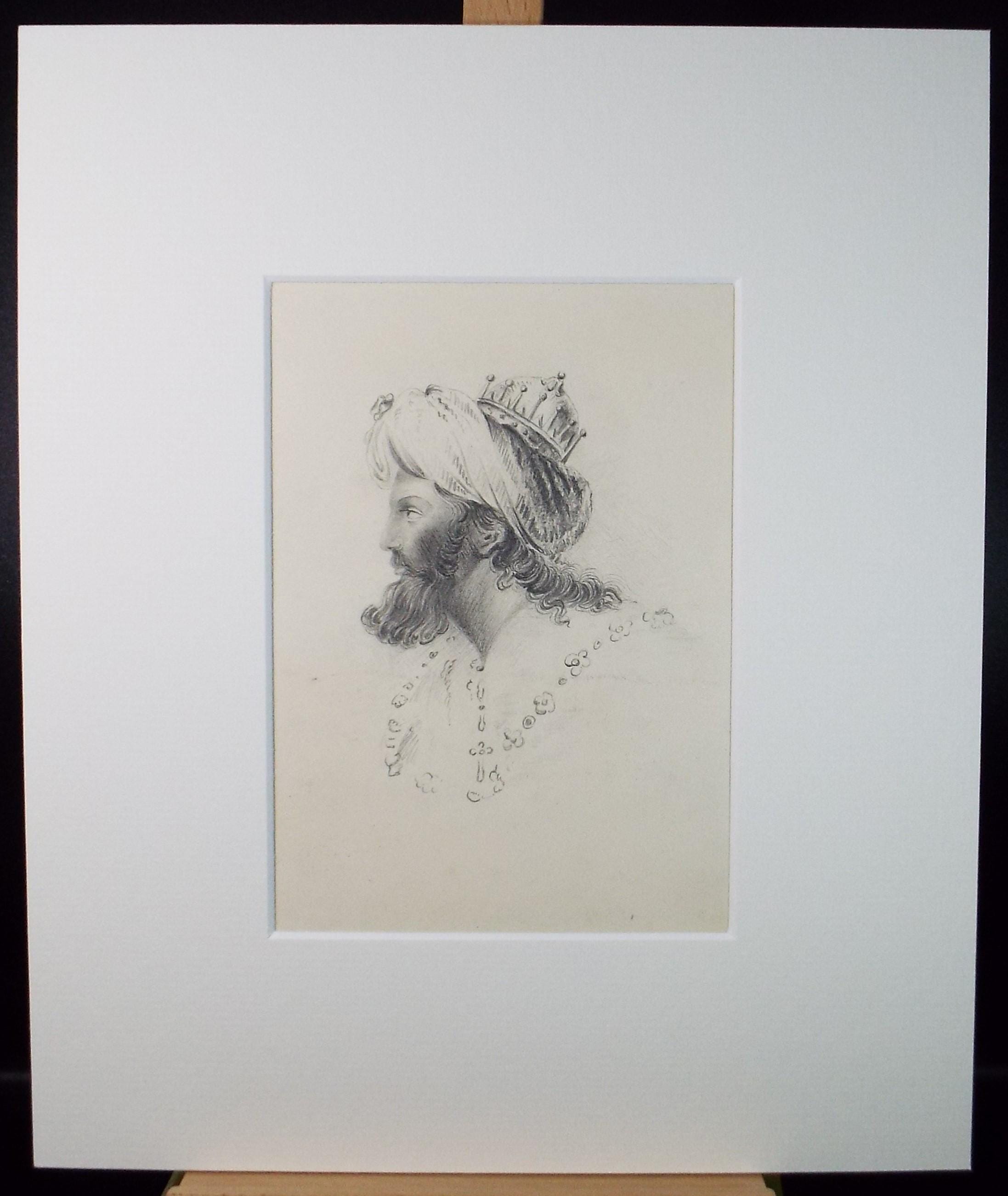 Original Pencil Sketch,'Arabic Prince', Circa 1870, Artist Unknown