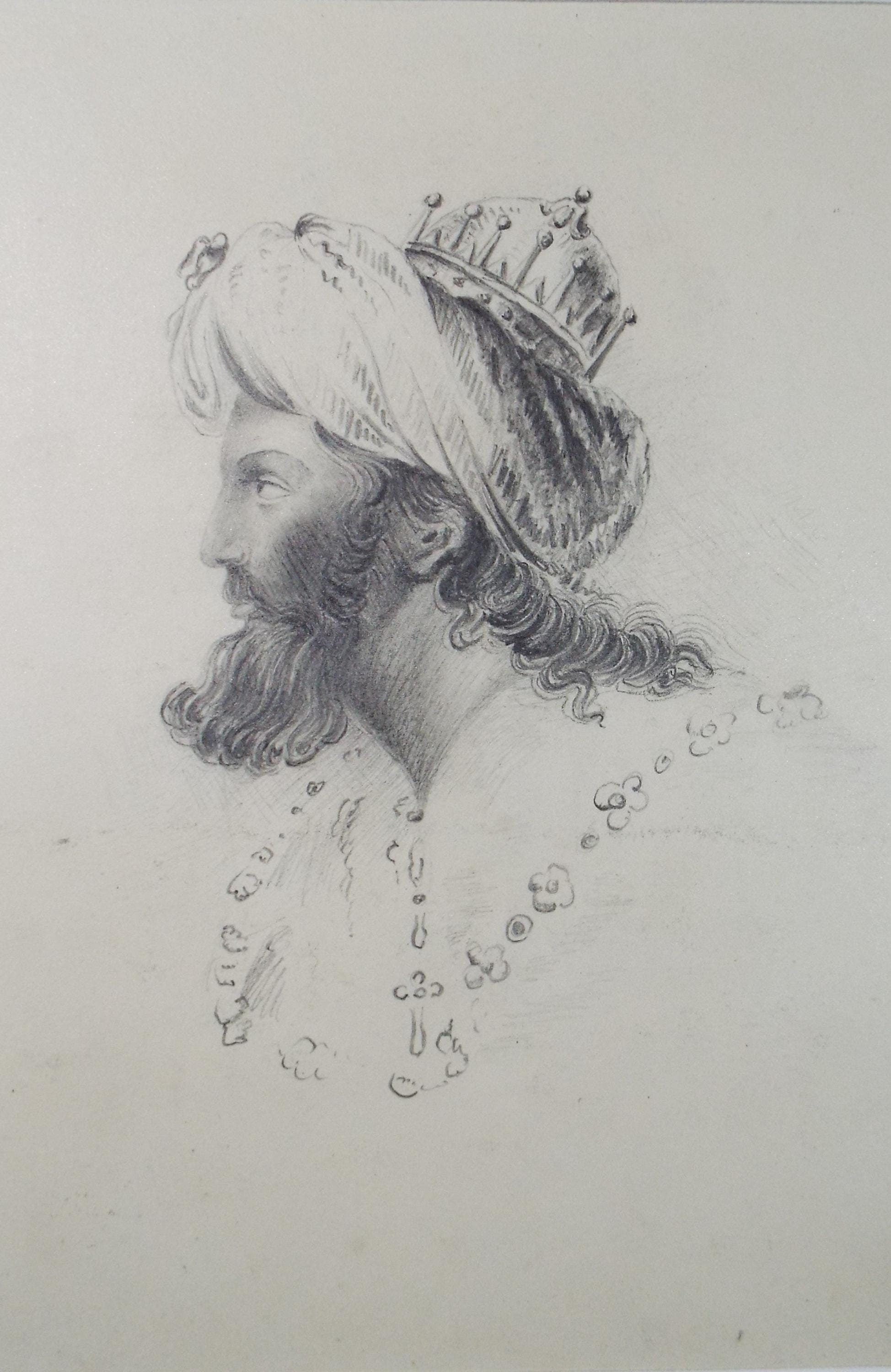 Original Pencil Sketch,'Arabic Prince', Circa 1870, Artist Unknown