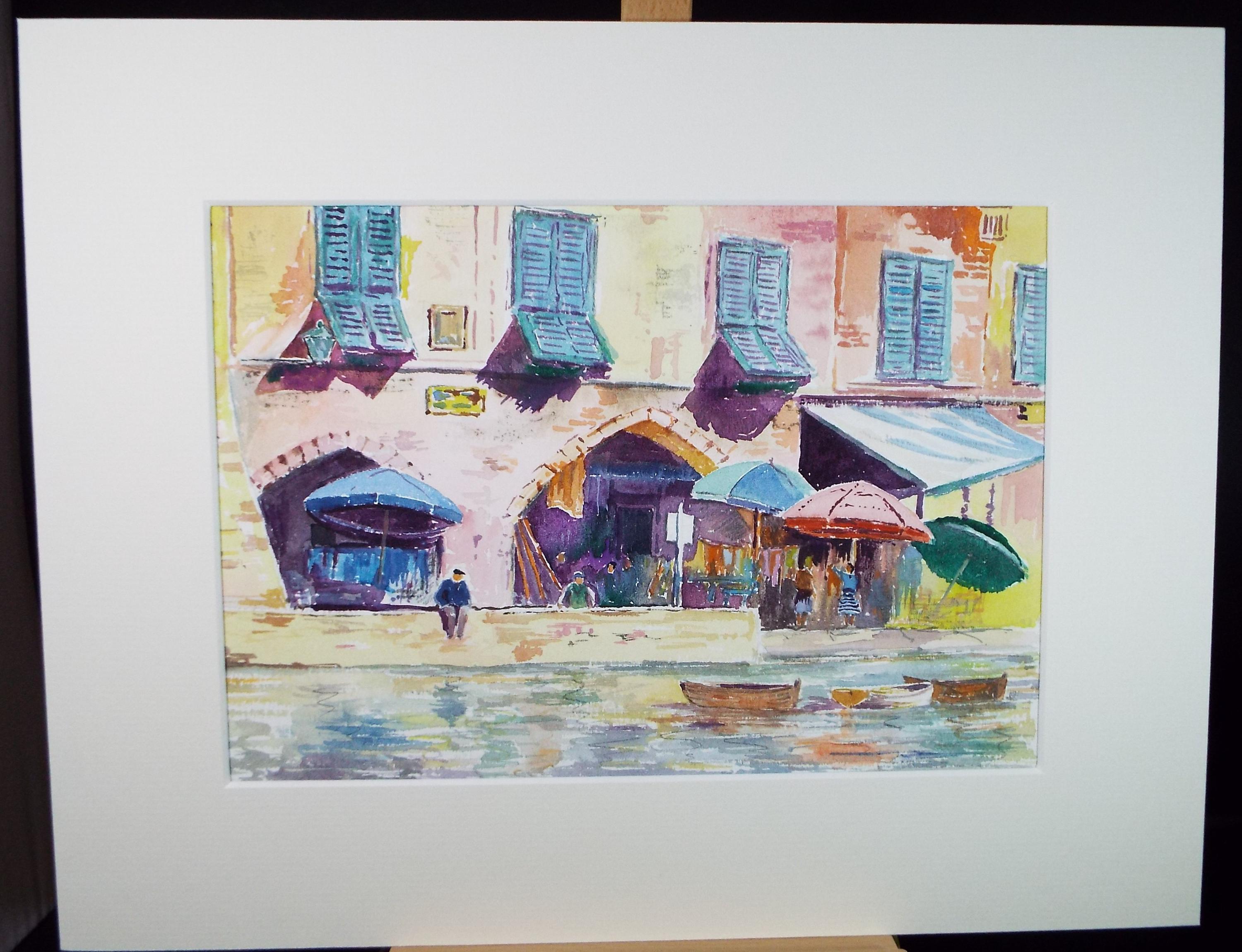 Original Watercolour, 'The Arches of Porto Fino', Circa 1980's, V R Burrow