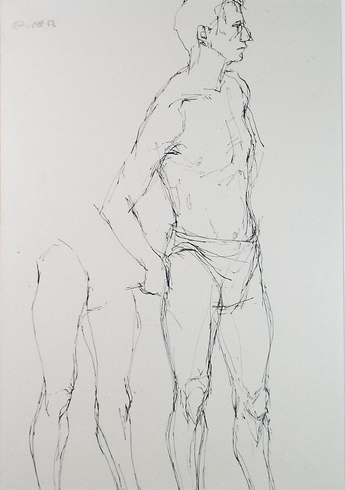 Pen & ink drawing 'Standing Male figure', c1950s, C.D. Finley