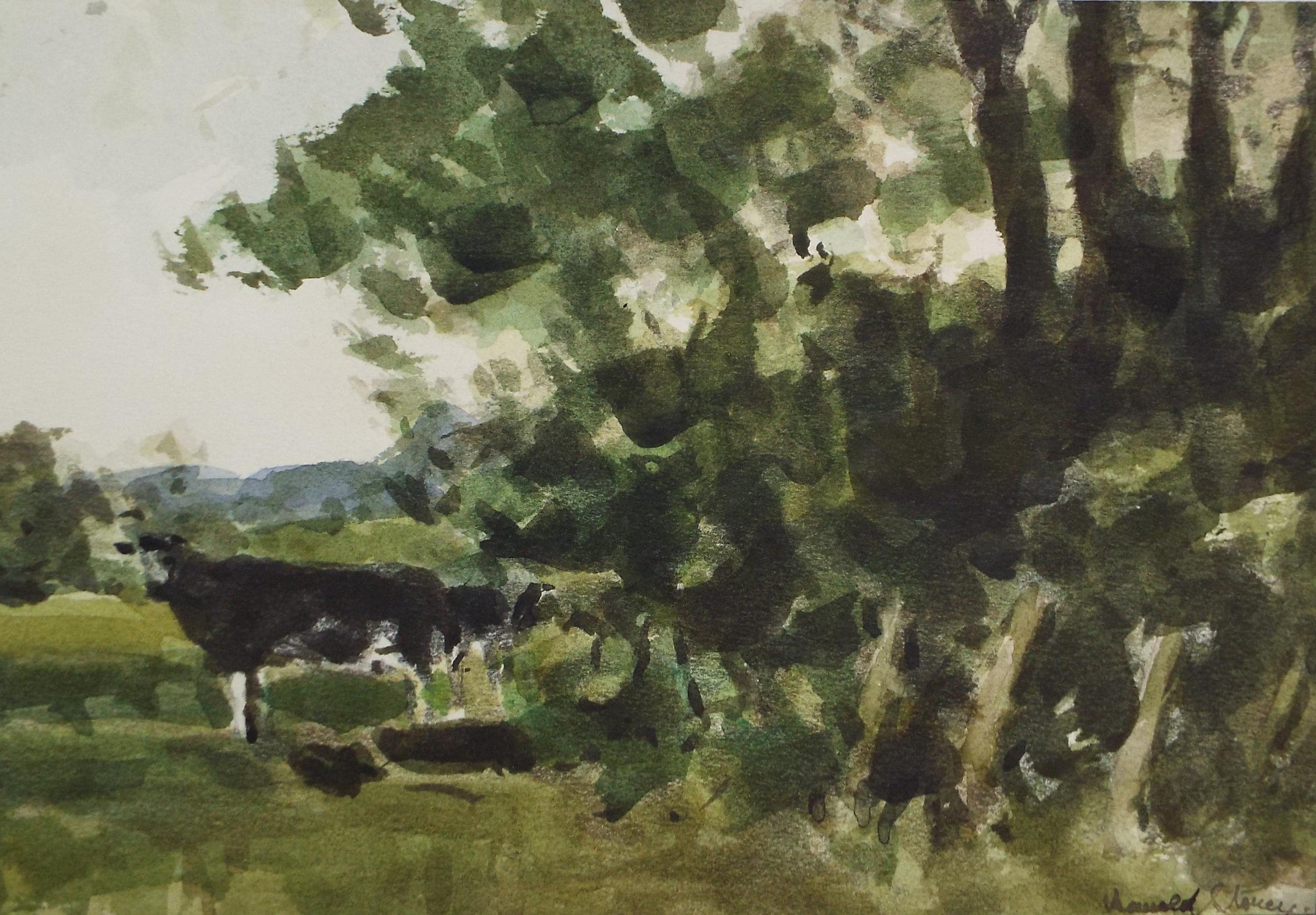 Original Watercolour ,'Maidenhead road, Newton Means', Harold Storey (1888-1965), Circa 1950's