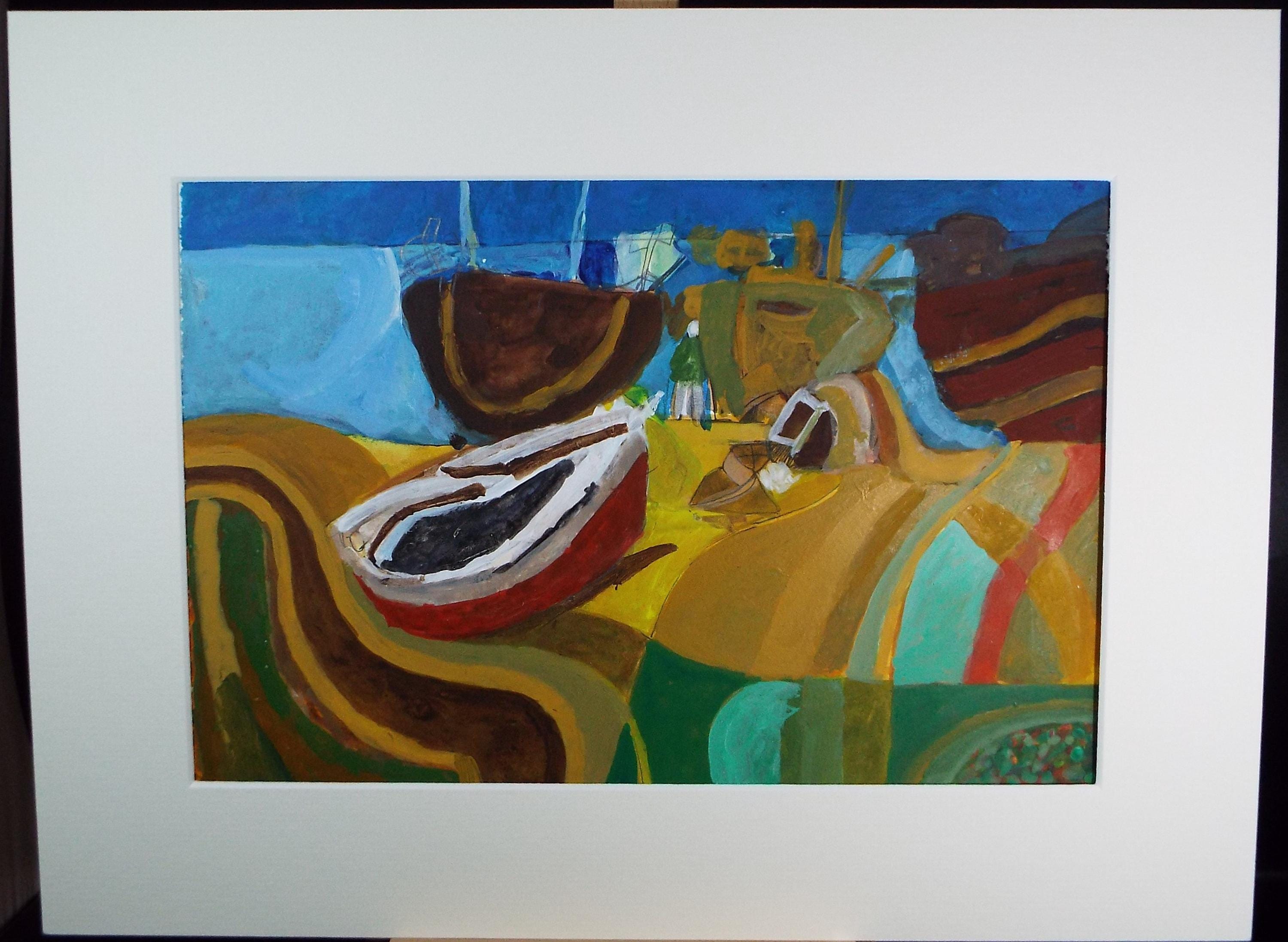 Original Watercolour & Gouache, 'Boats on the Shore', Colin Fifield (1940-2022), Circa 1980's