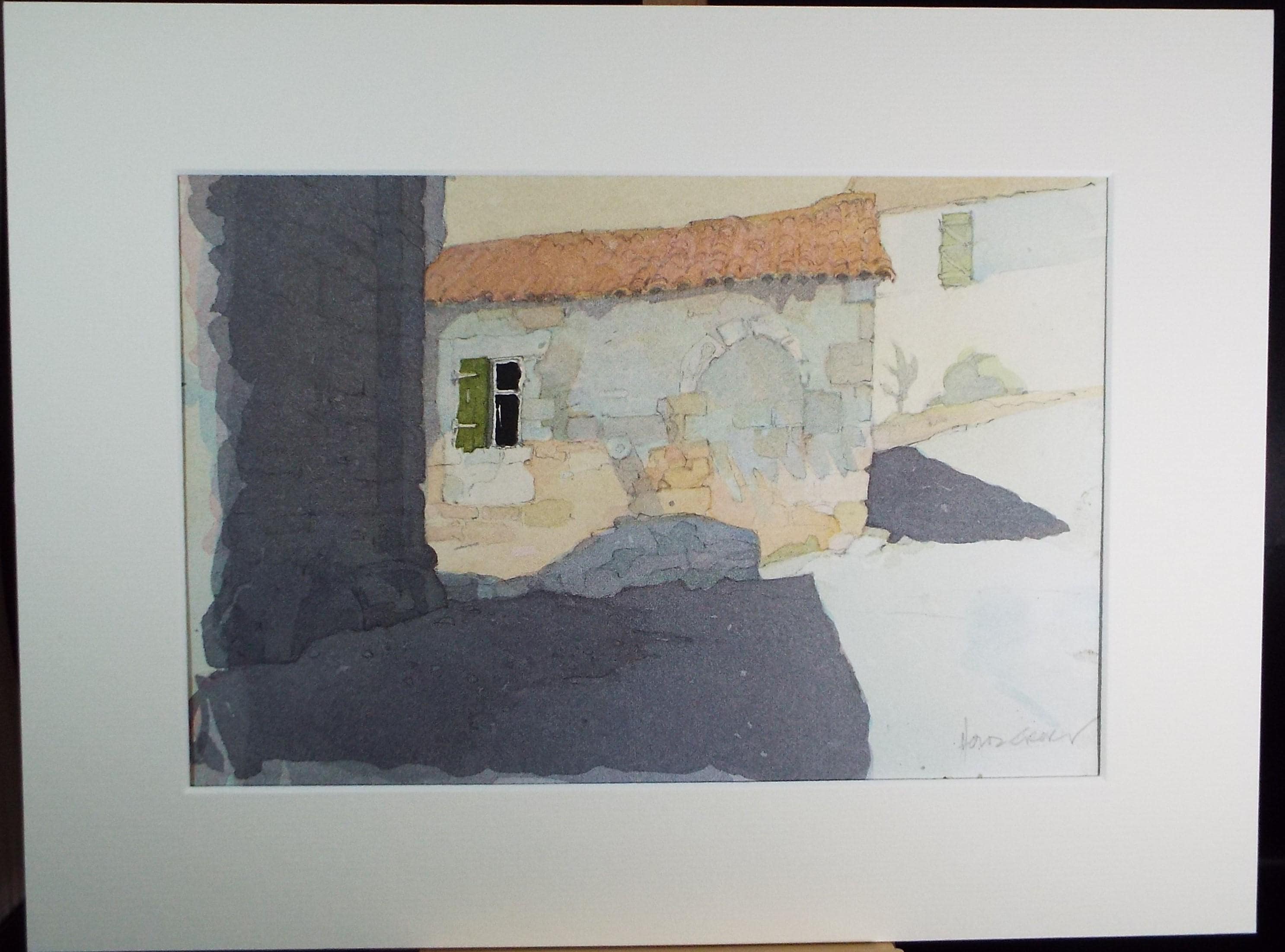 Original Watercolour drawing , 'Stone Building', John Hambleton Holdcroft (1926-2014), Circa 1970's