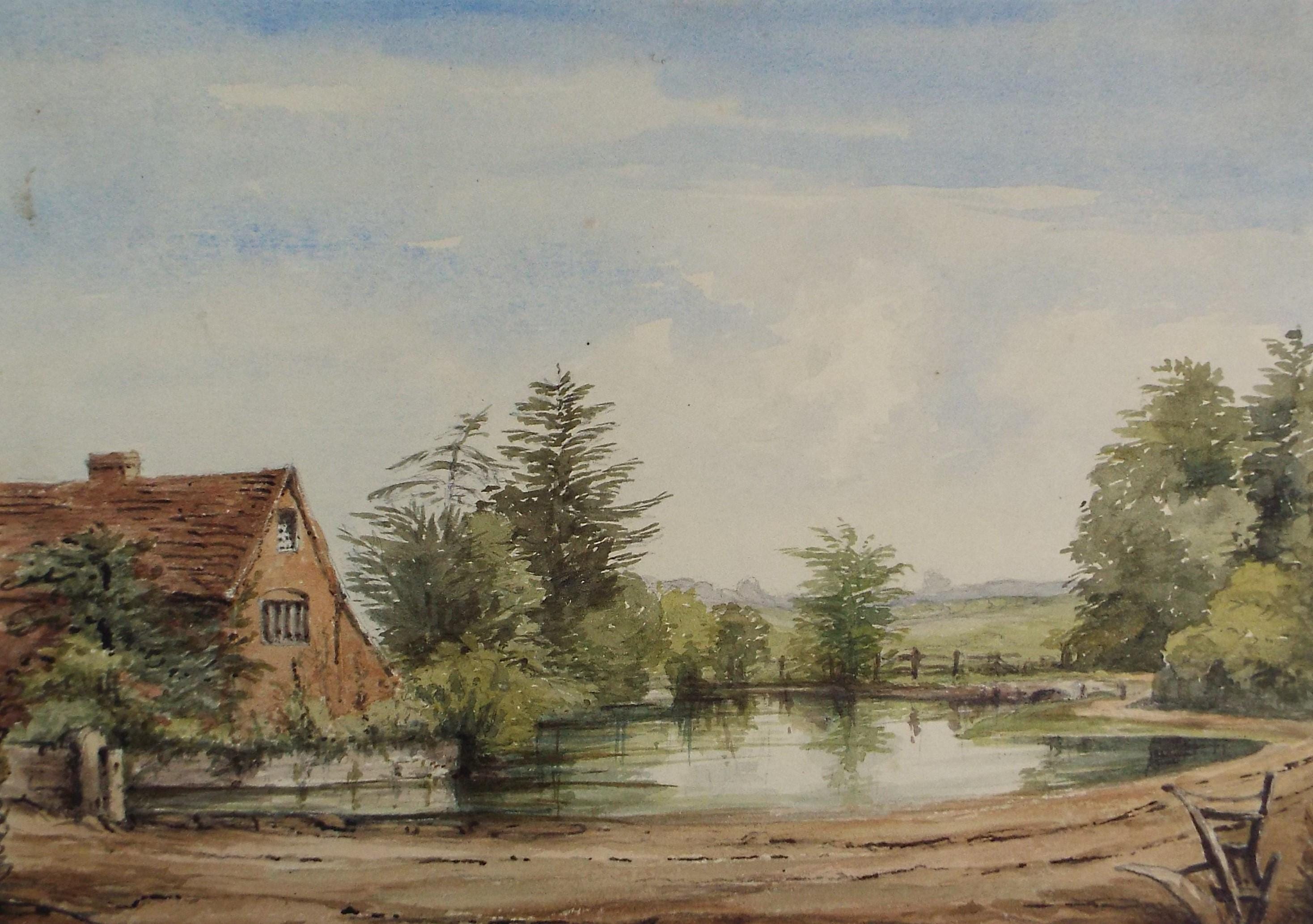 Original Watercolour, 'Near Yeomans Farm, Shotton', late 19th Century, Artist Unknown