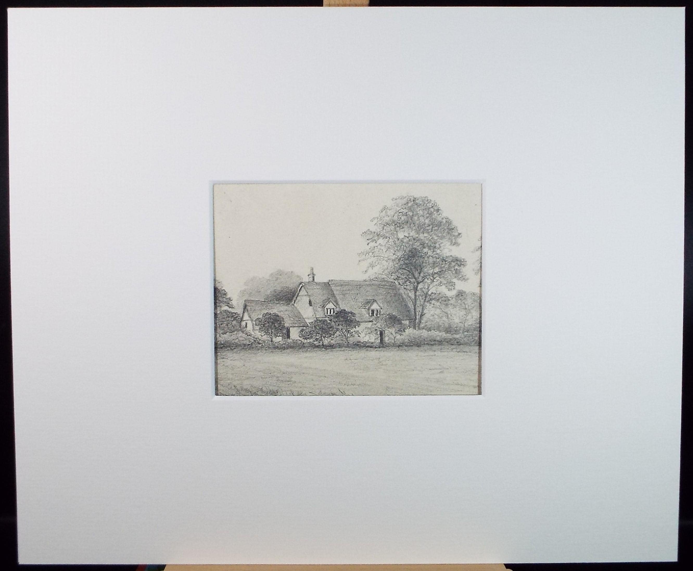 Original Pencil drawing , 'Cottage, Stradbrook', Dated 1878, artist unknown