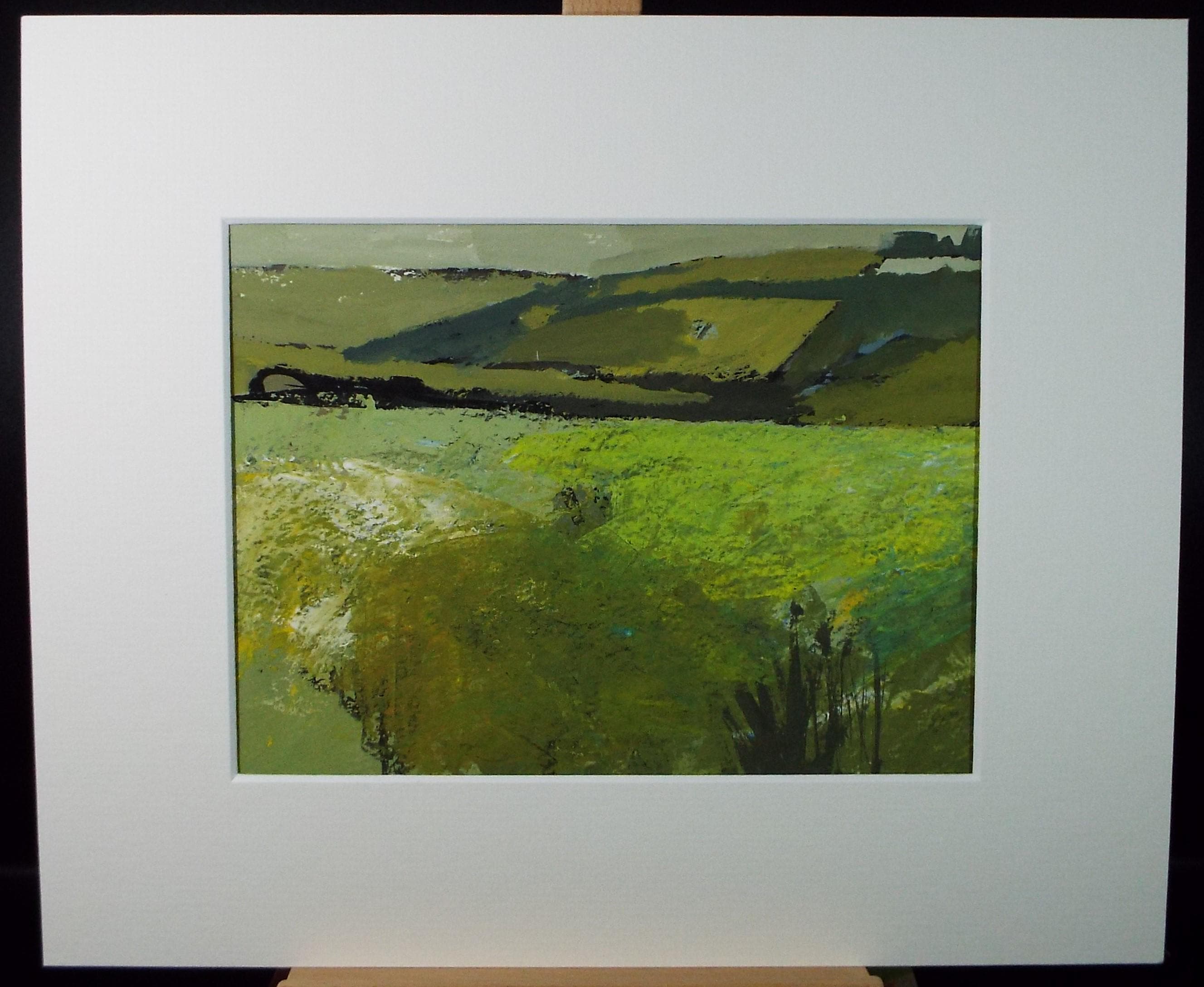 Original Watercolour Gouache , 'Green Landscape', Colin Fifield (1940-2022), circa 1980's