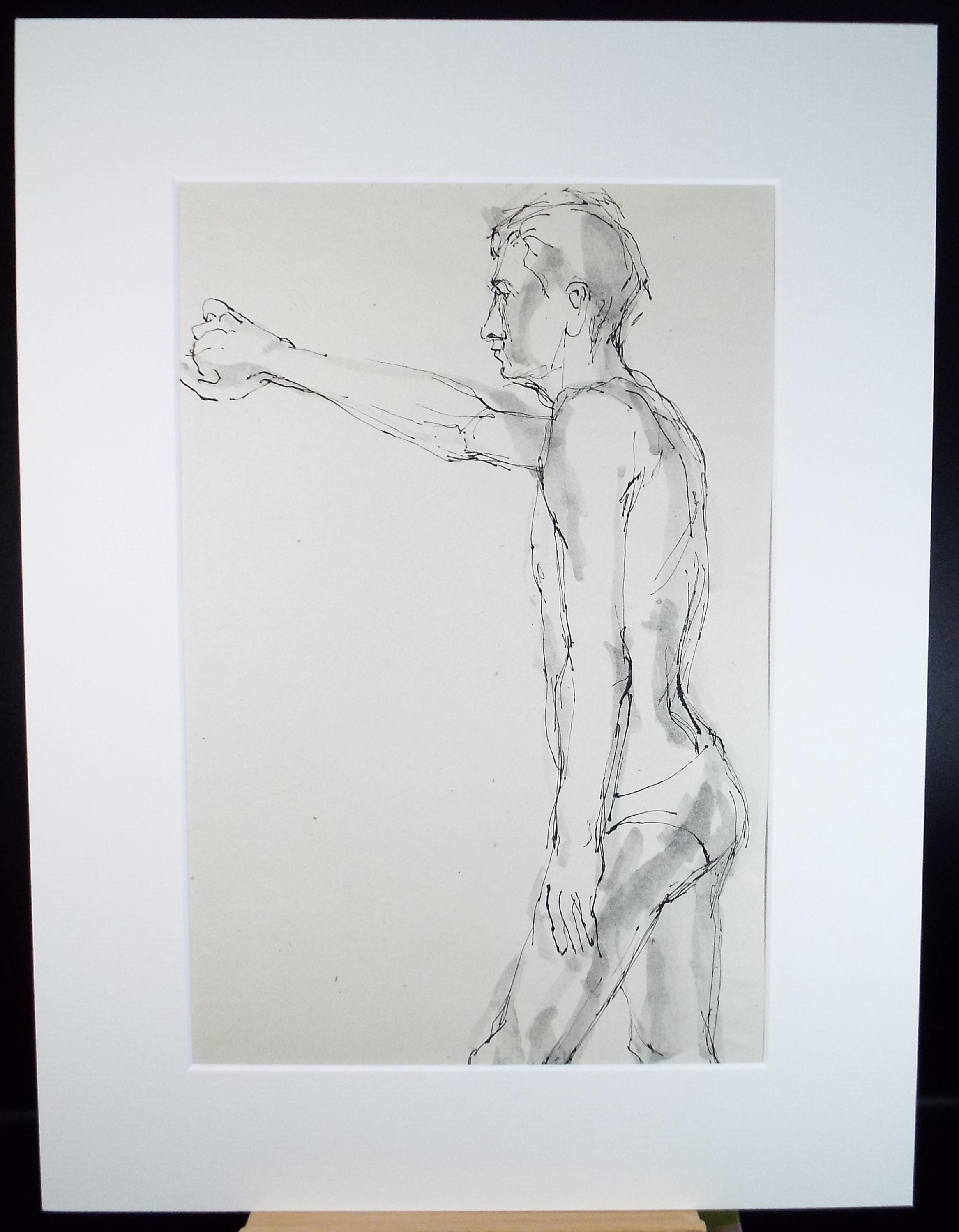 Pen & ink drawing 'Standing Male figure', c1950s, C.D. Finley