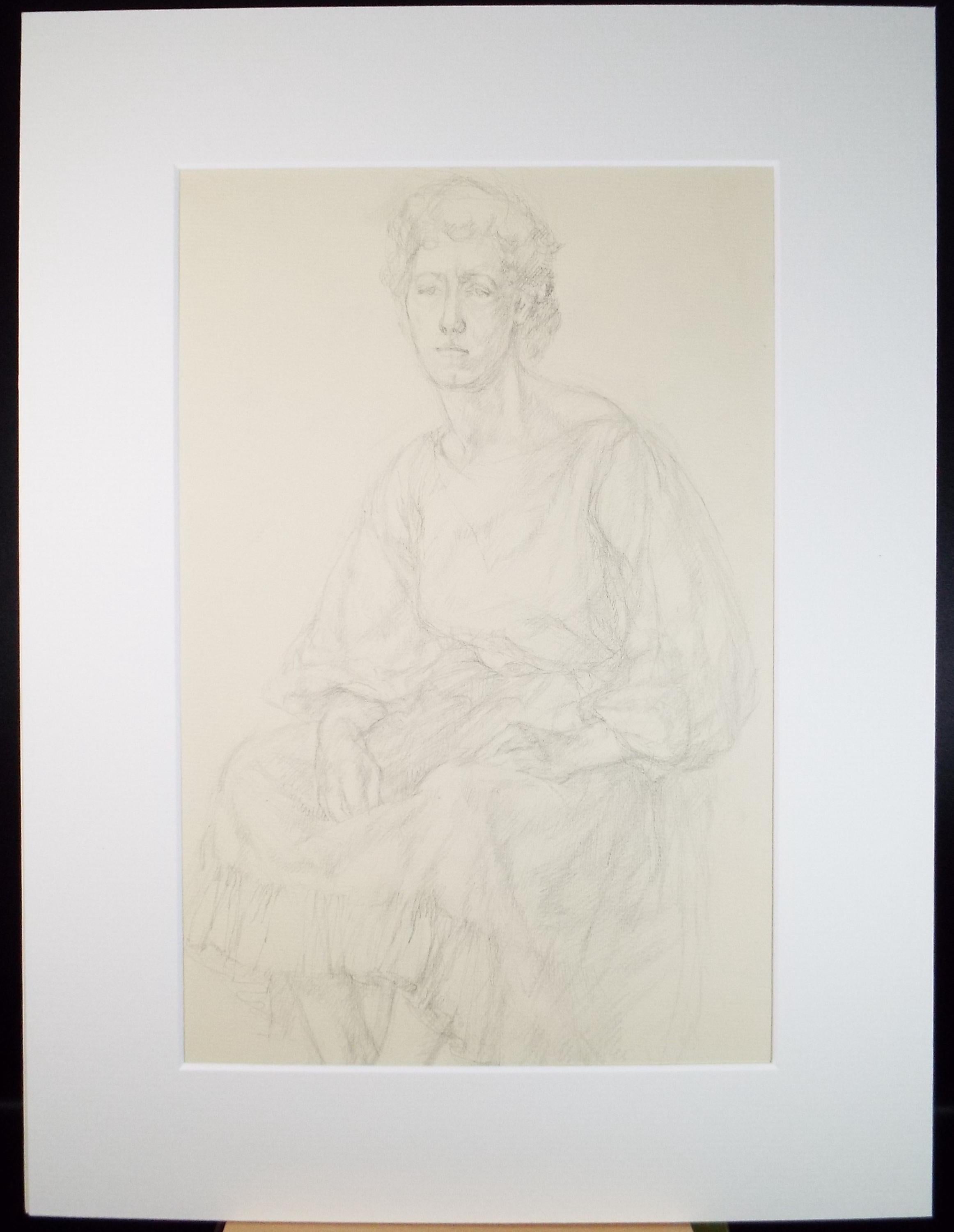 Pencil drawing 'Seated Woman', c1950s, C.D. Finley