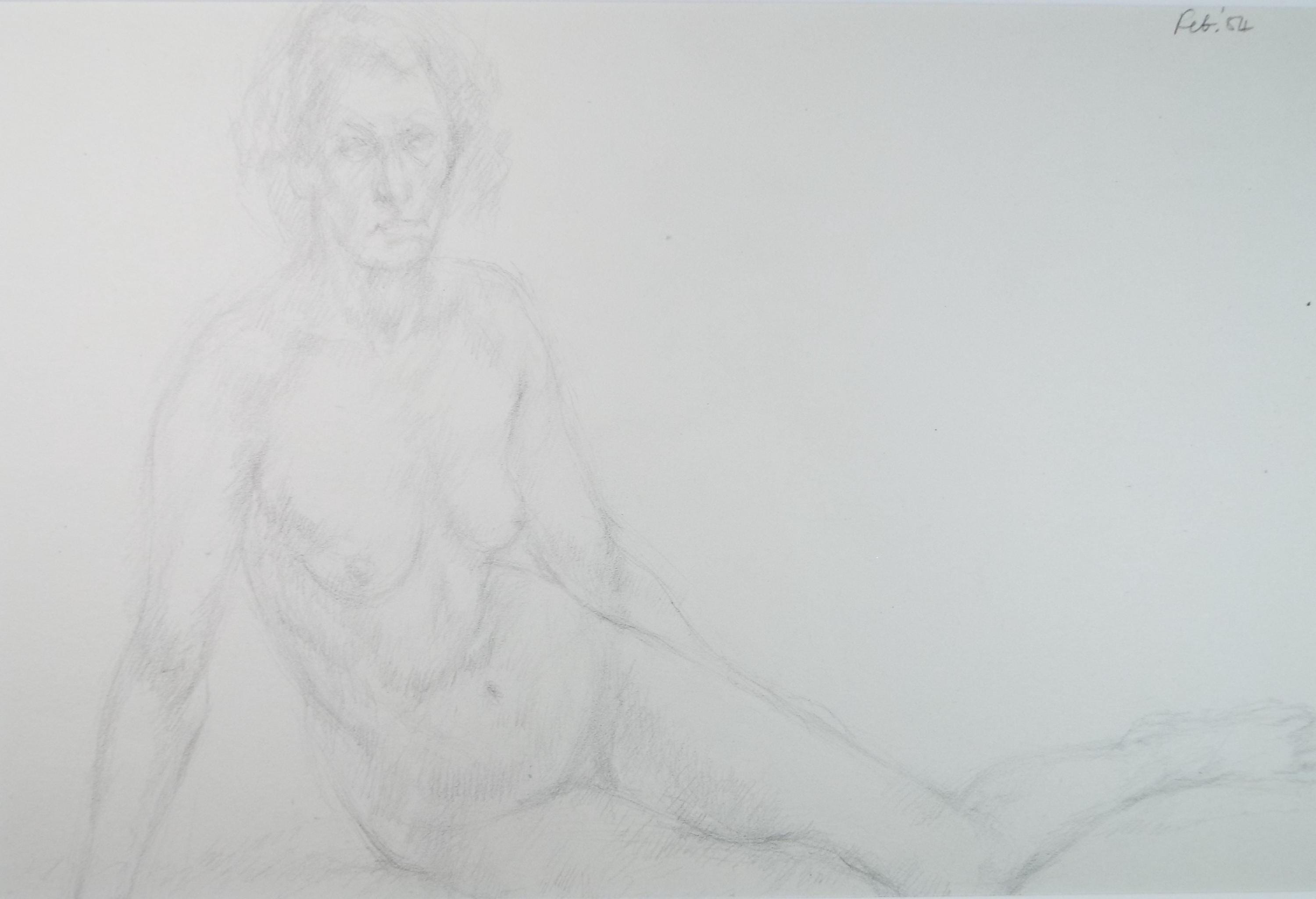 Pencil drawing 'Seated Woman', c1950s, C.D. Finley