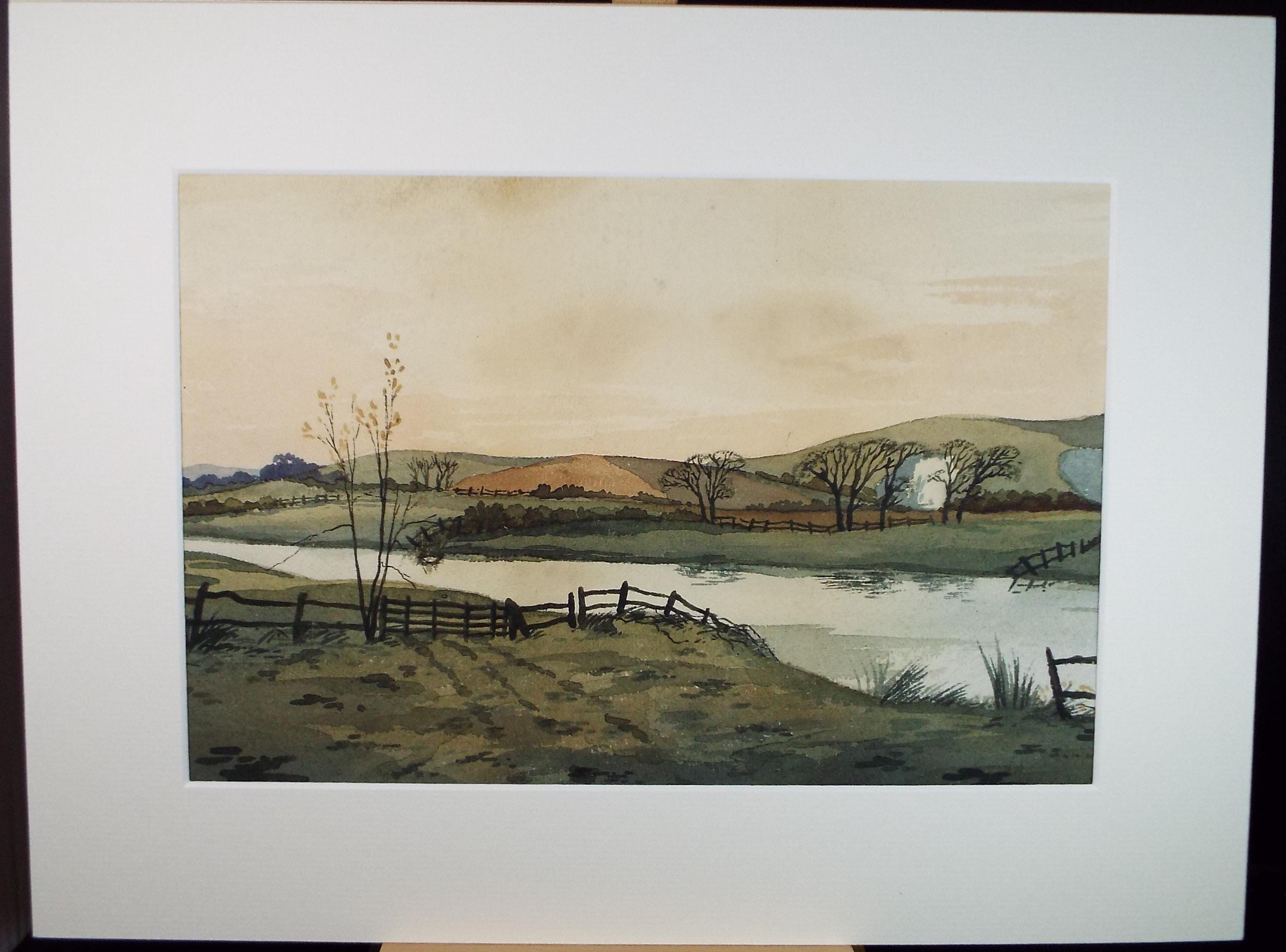 Original Watercolour, 'View of sussex', asrtist unknown, circa 1940's