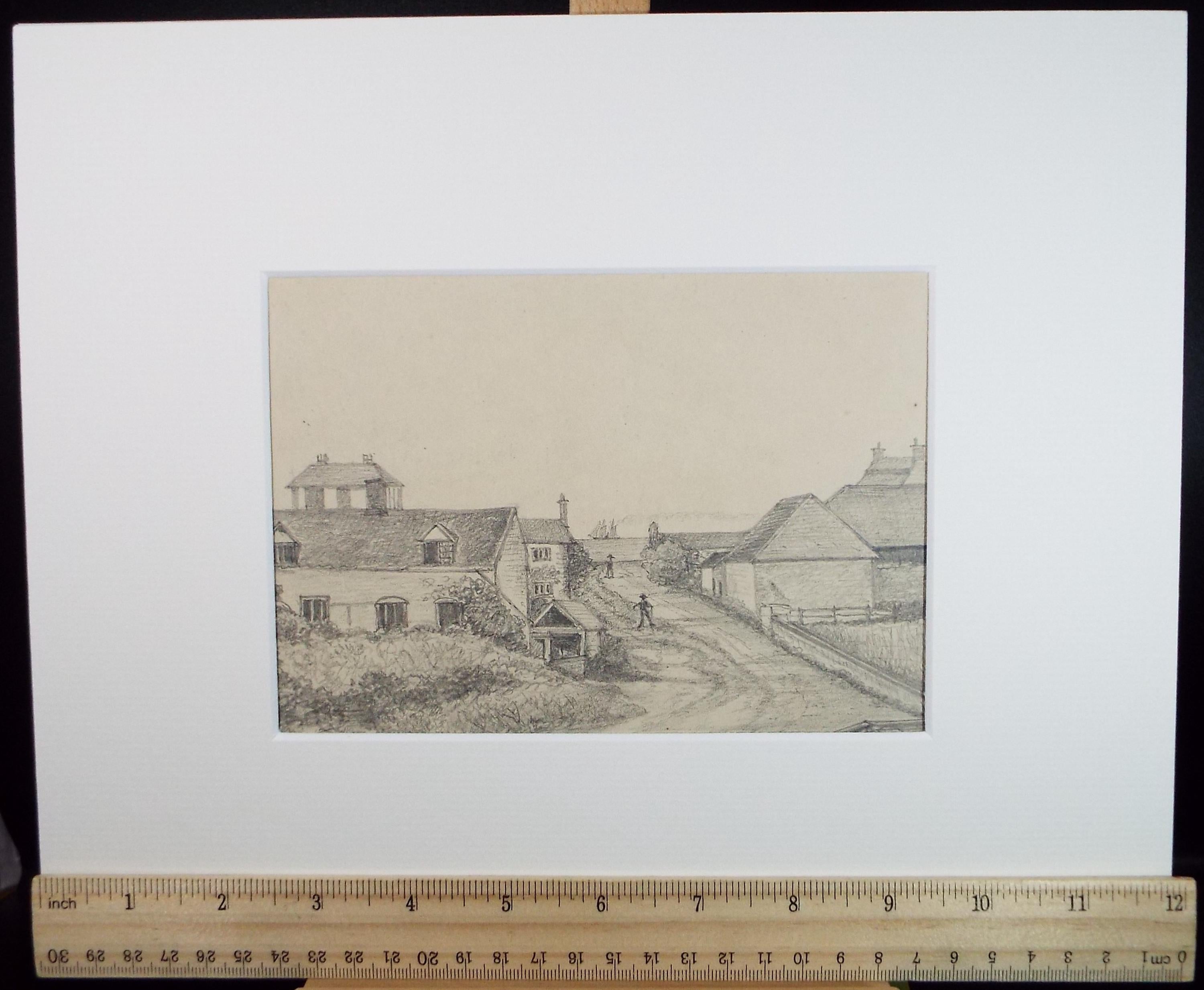 Original Pencil drawing, 'Bacton', Dated 1878, artist unknown