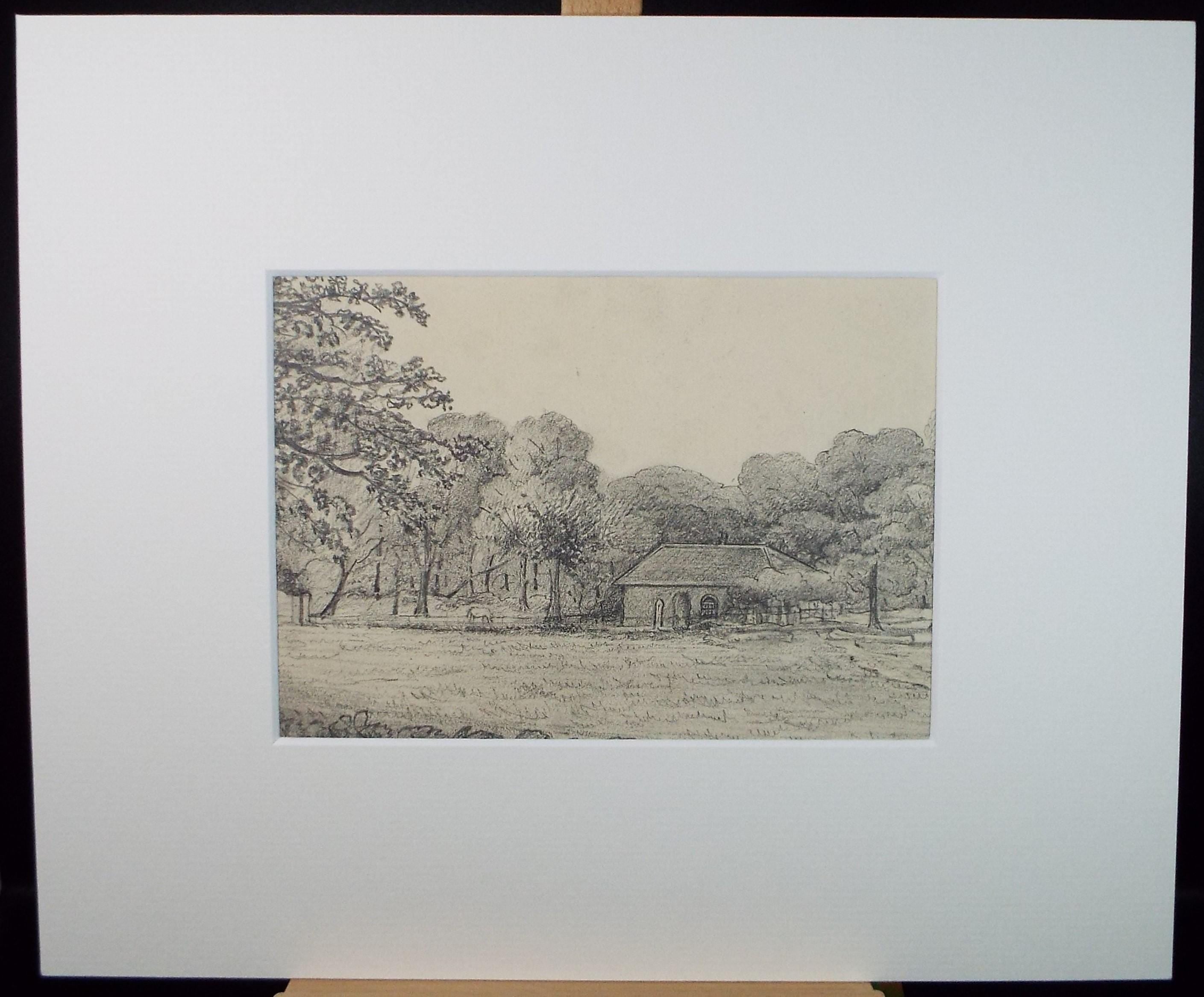 Original Pencil drawing, 'Beeston Park', dated 1873, artist unknown