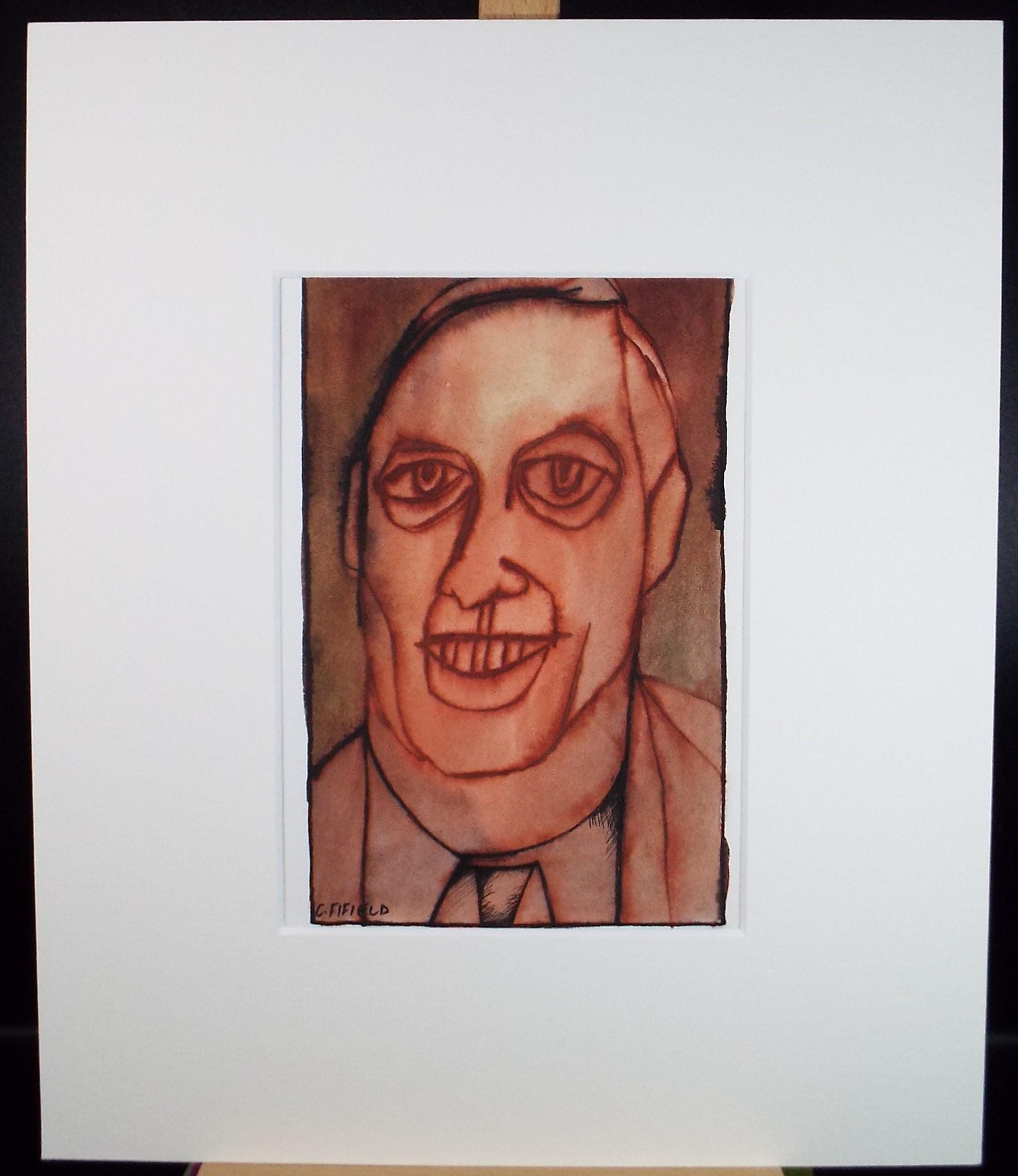 Original Watercolour , 'Self Portrait', Colin Fifield (1940-2022), circa 1980's