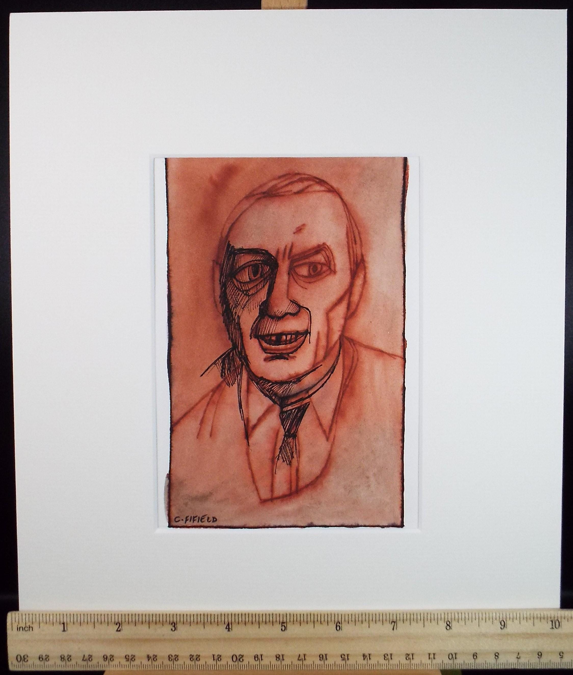 Original Watercolour , 'Self Portrait', Colin Fifield (1940-2022), circa 1980's