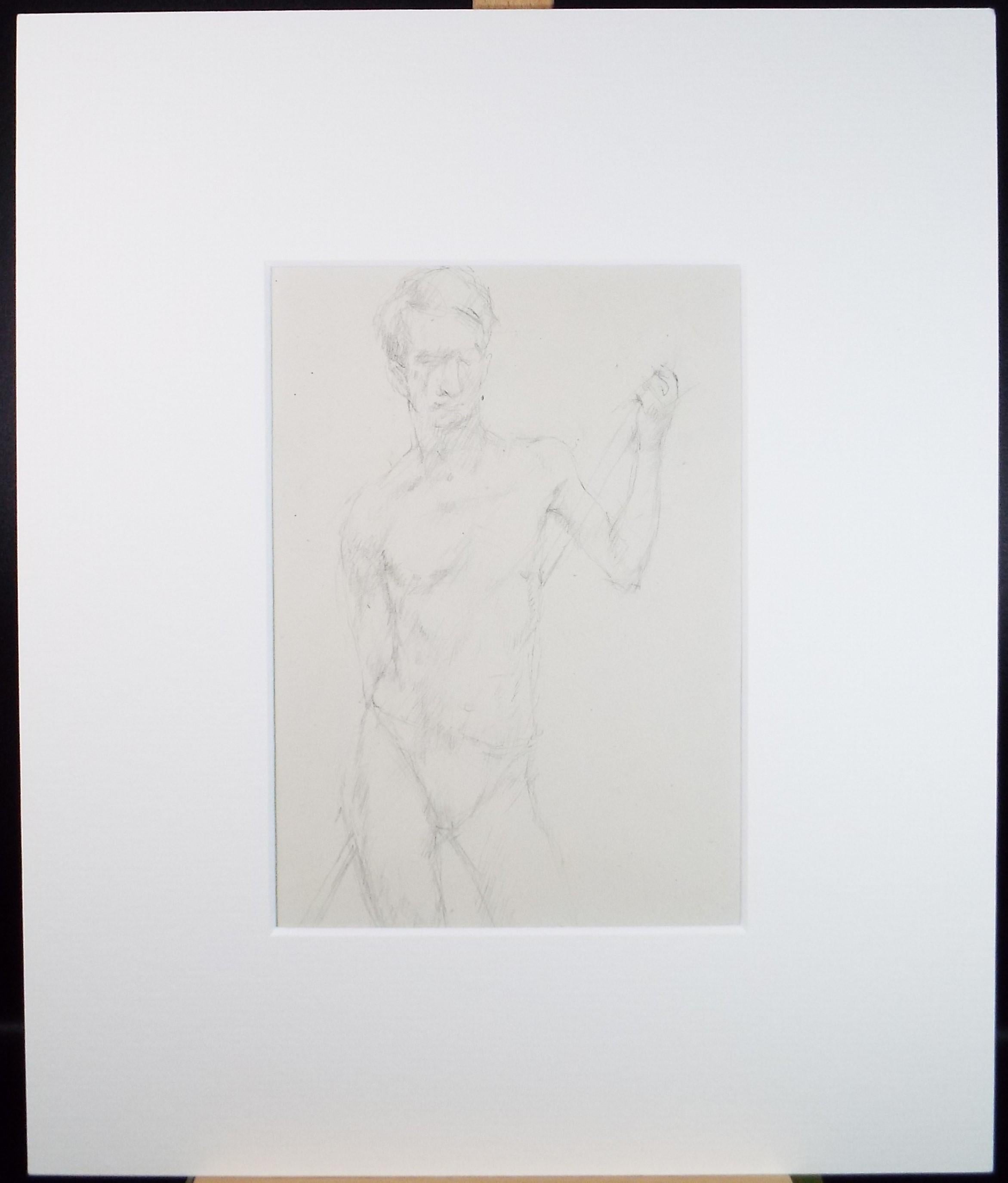 Pencil drawing 'male life study', c1950s, C.D. Finley