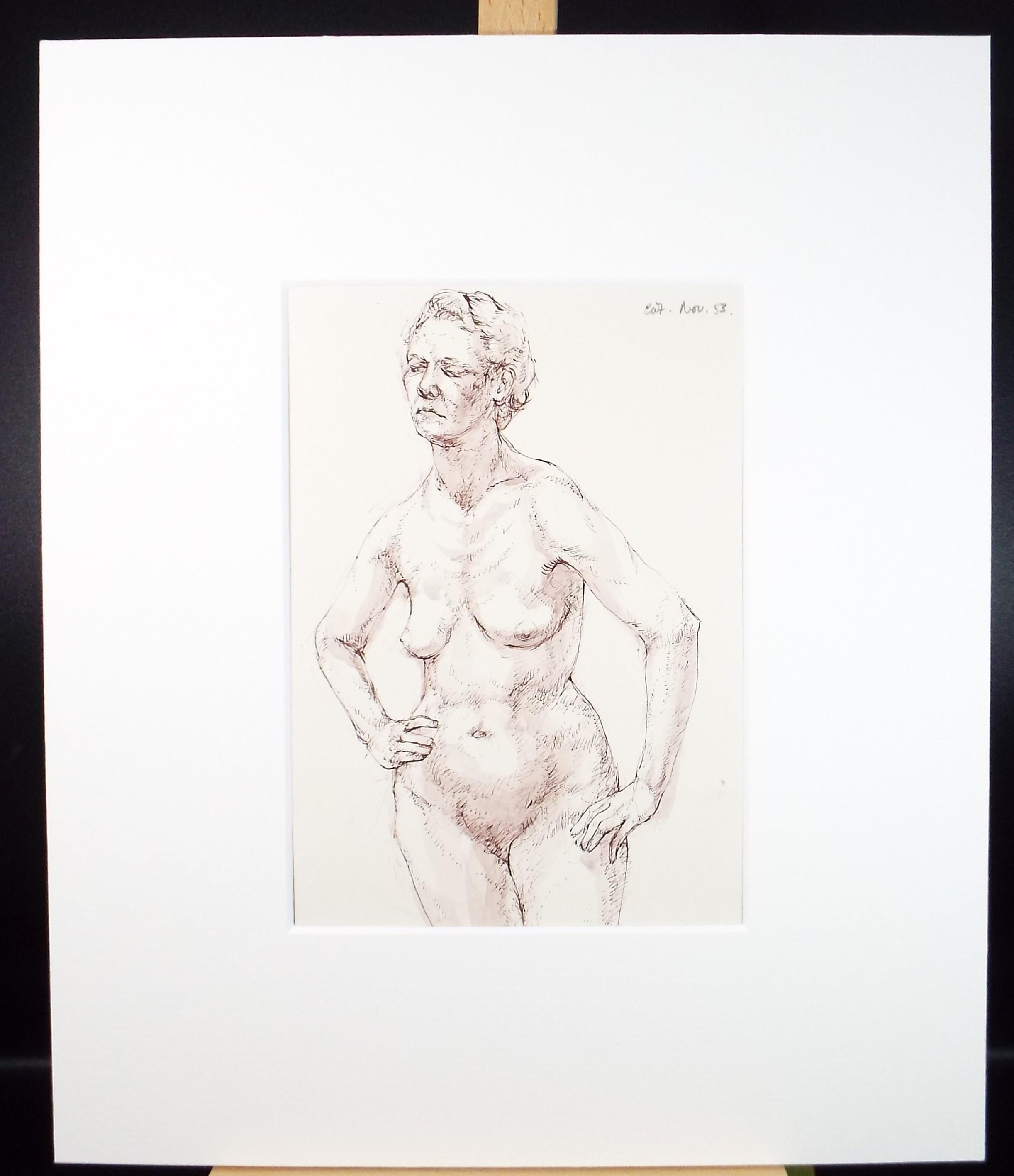 Pen & ink drawing, 'Female Nude', c1950s, C.D. Finley