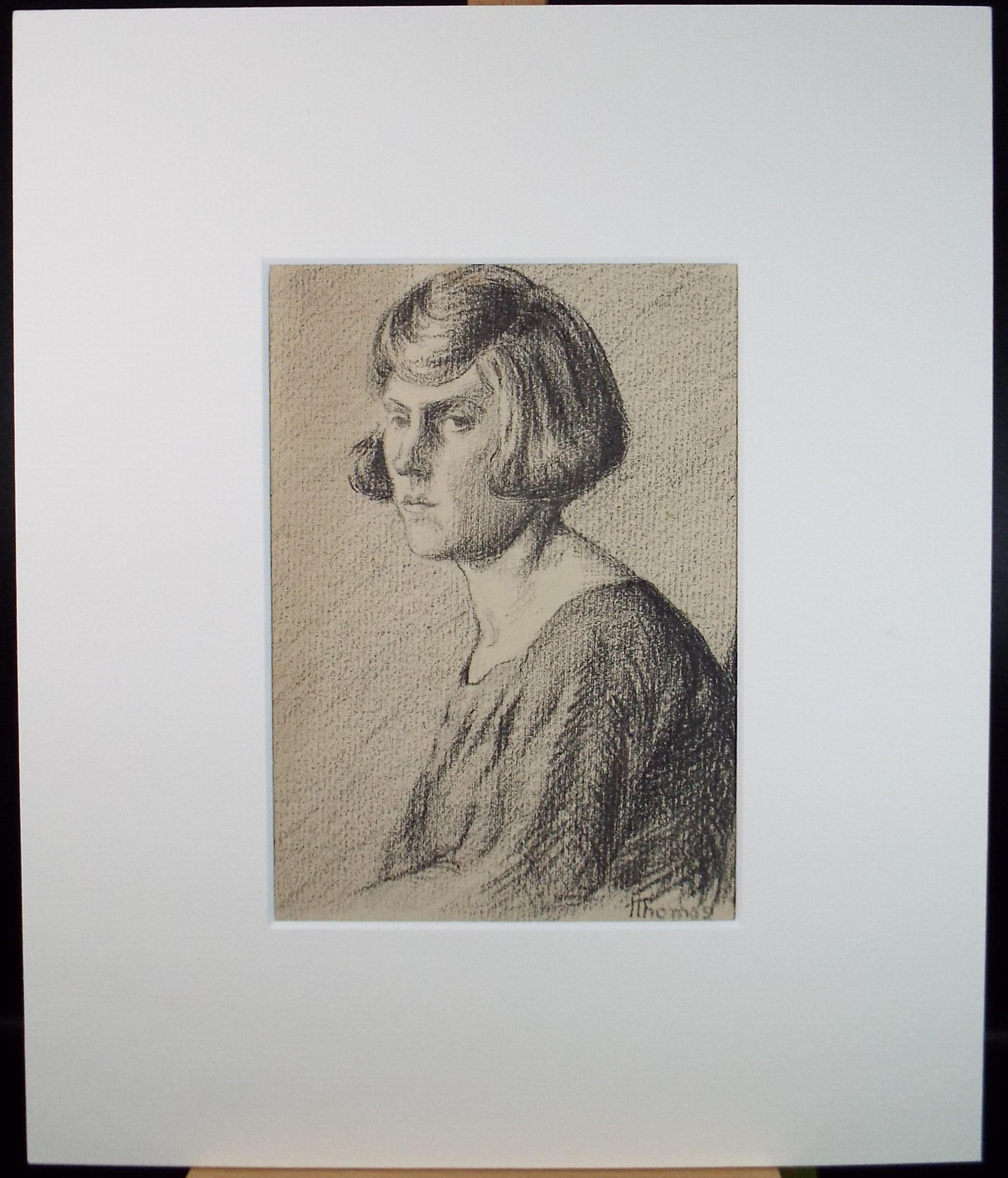 Original Pastel drawing, 'Portrait of a Woman' , Harry Thomas, Dated 1915