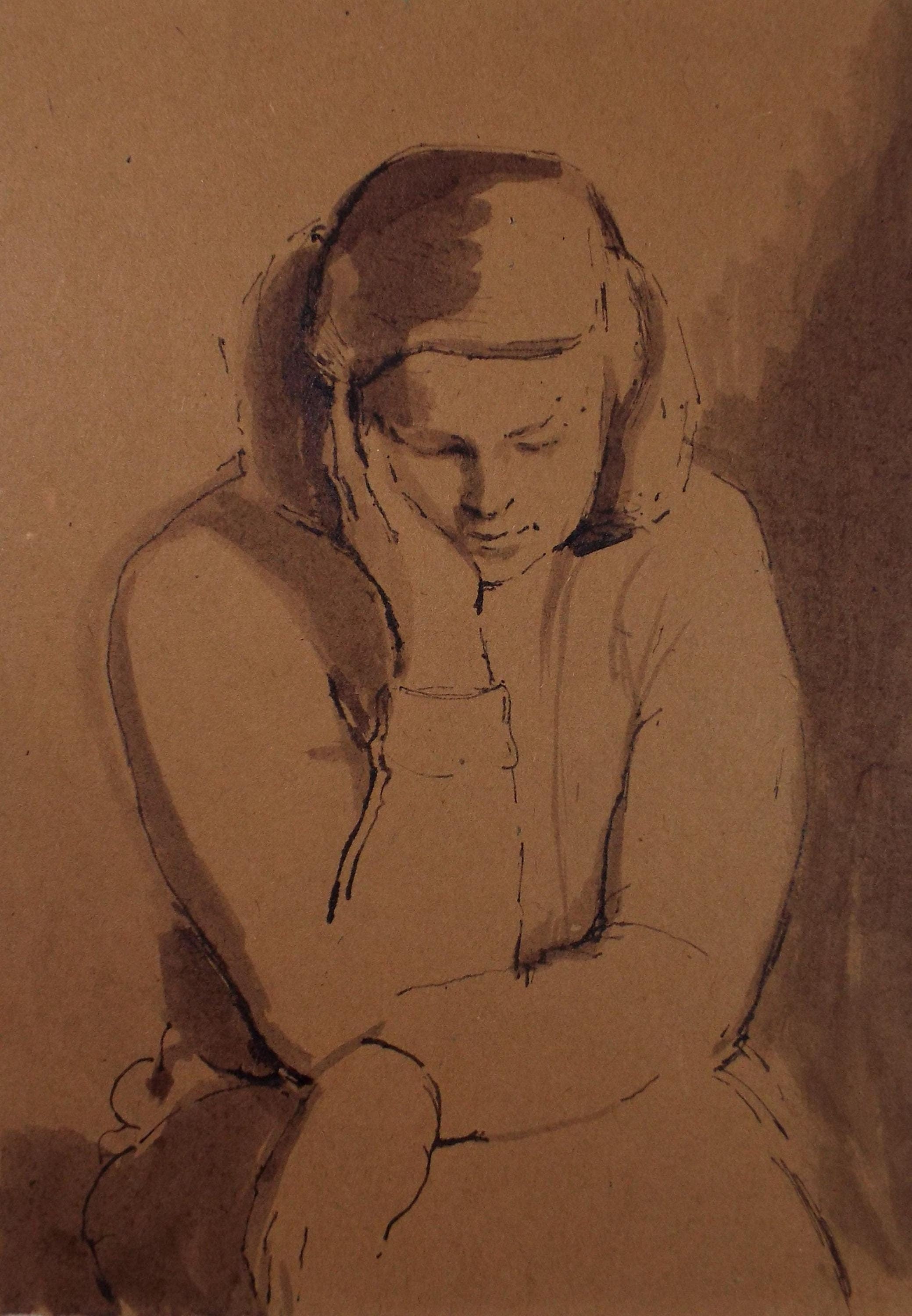 Original Watercolour,'Seated Woman', Hilda Burford (1887-1957)