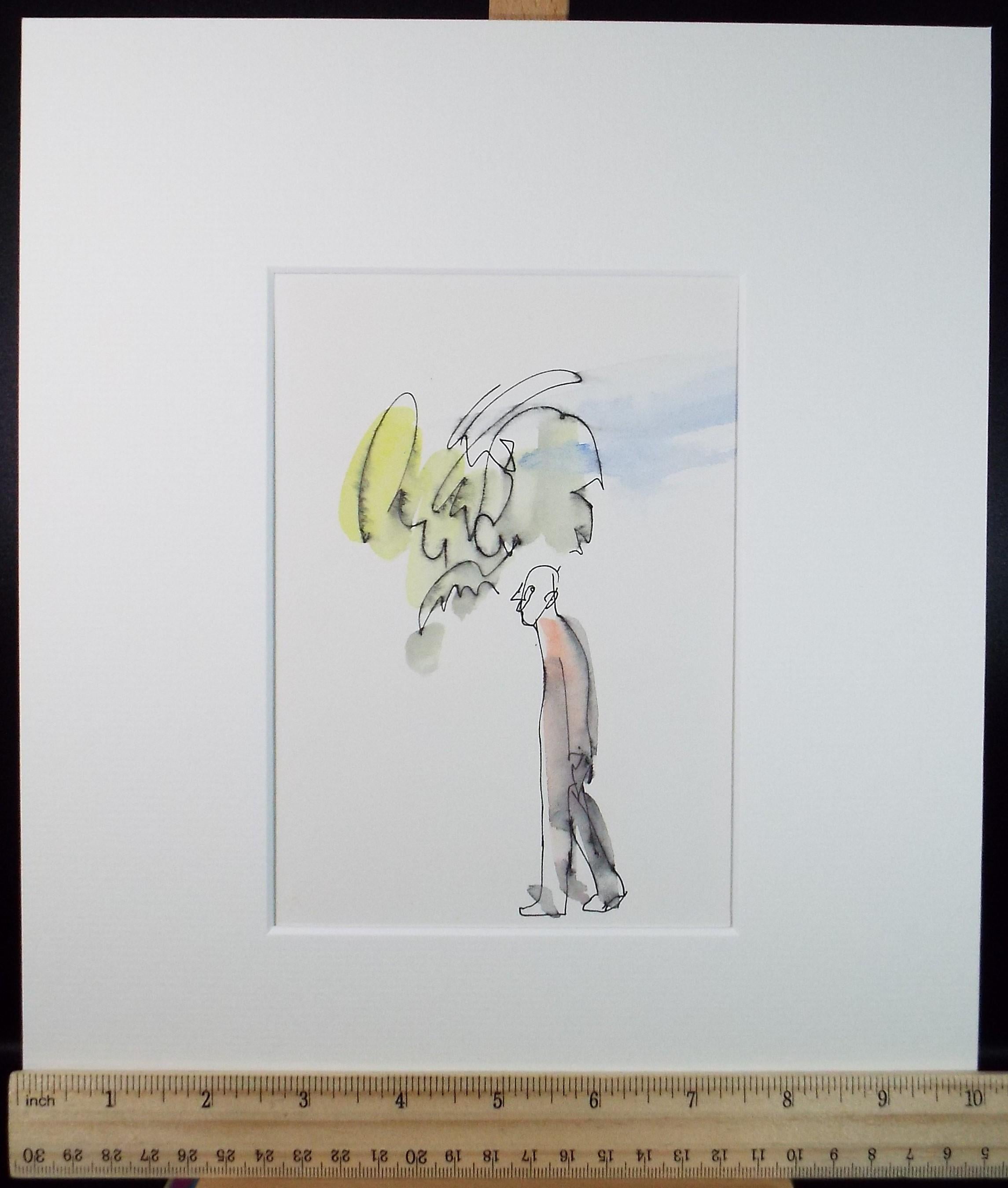 Original Watercolour,'Figure below a Palm Tree', circa 1980's, Michael Stone b1922