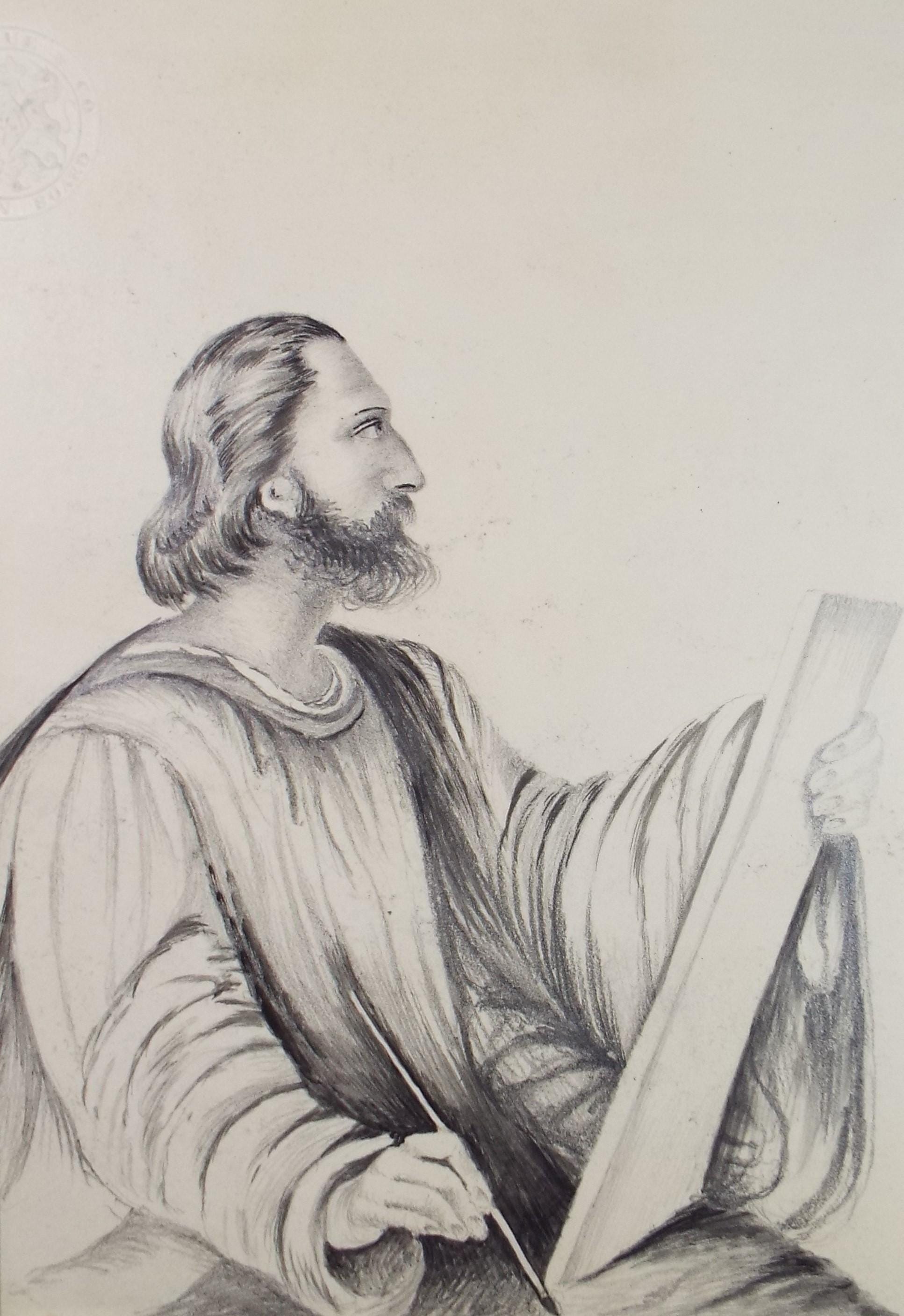 Pencil drawing, 'Biblical Figure', Late 19th Century, Artist Unknown