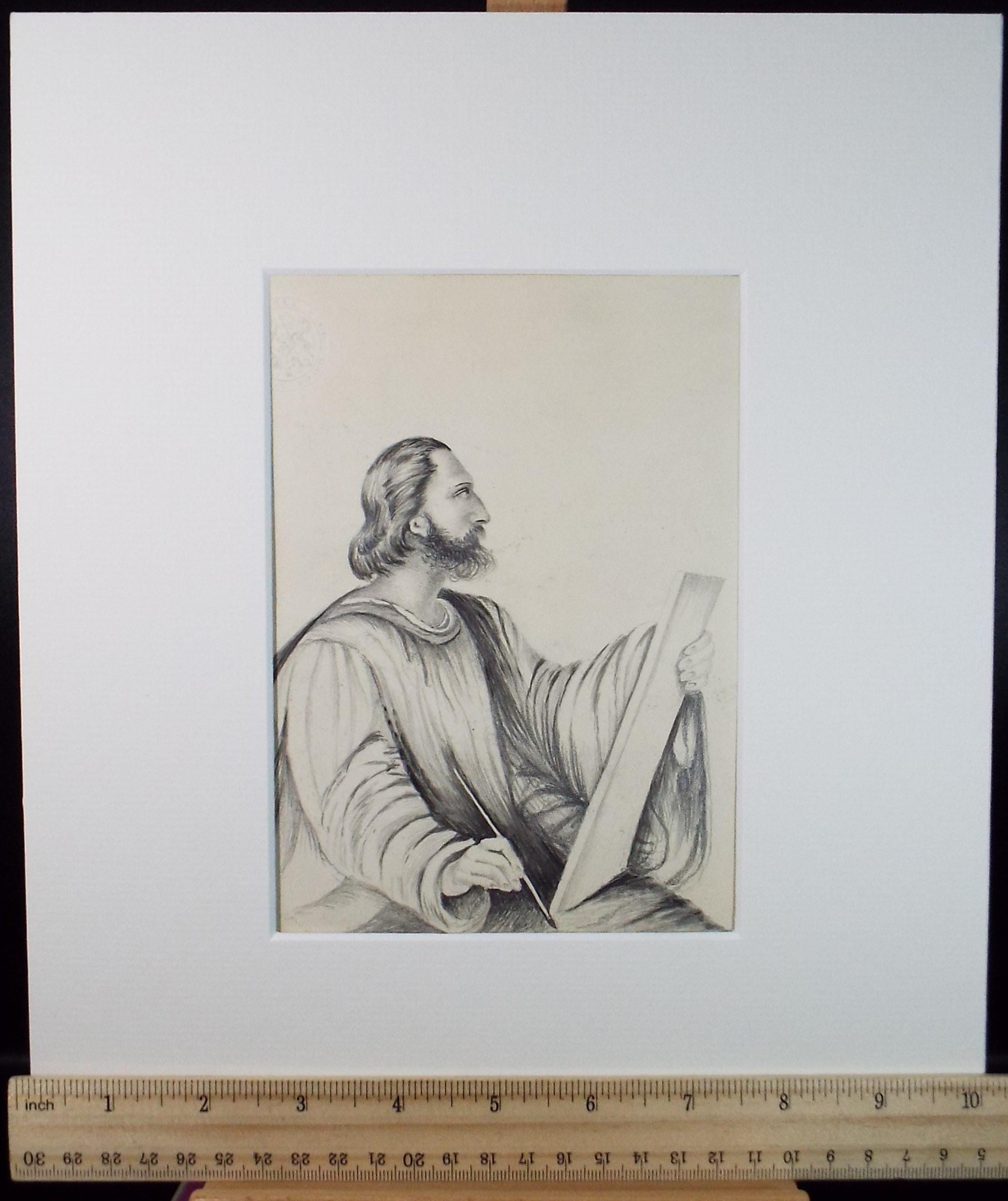 Pencil drawing, 'Biblical Figure', Late 19th Century, Artist Unknown