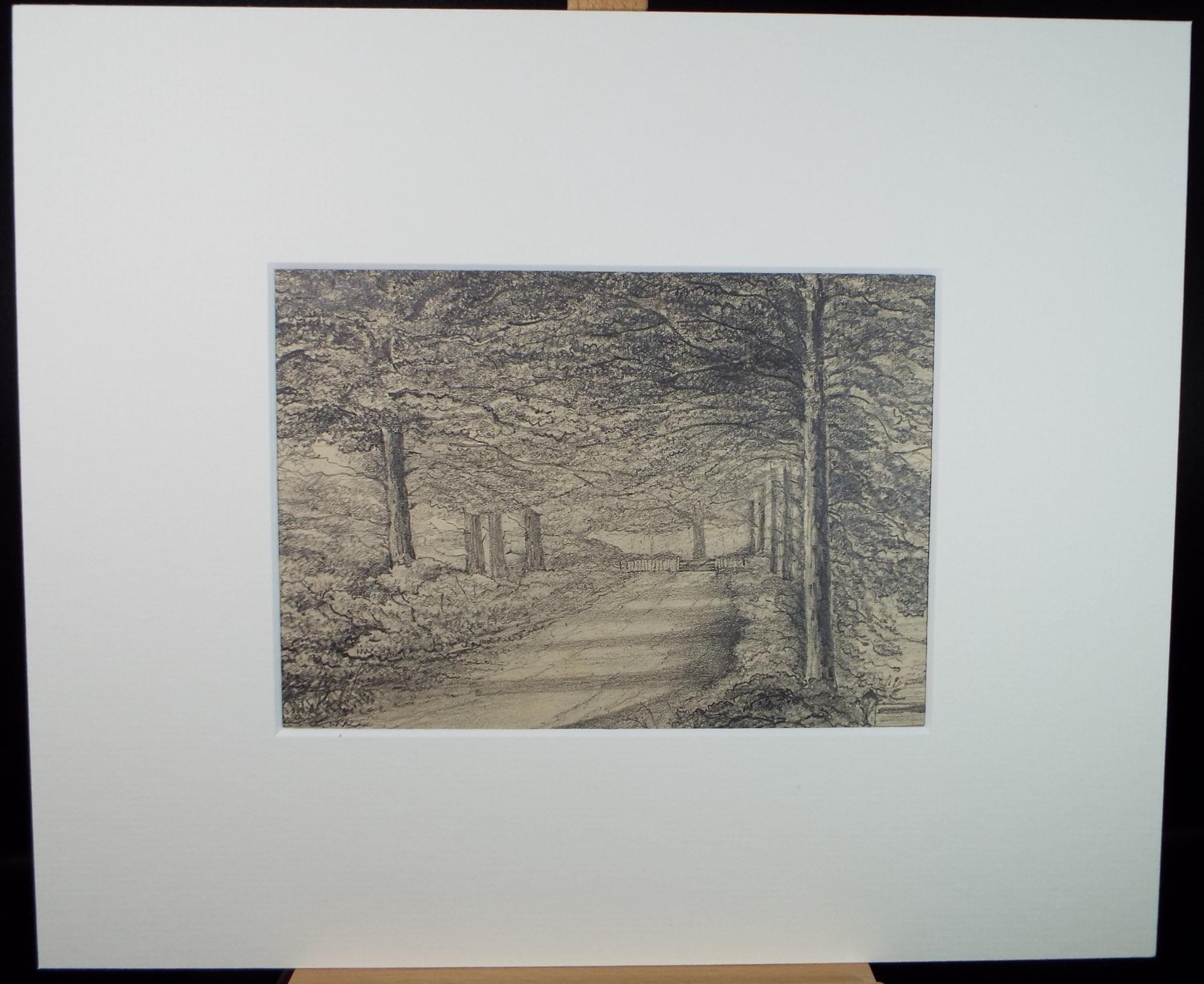 Original Pencil drawing, 'Mud Lane - Beeston Park', Dated 1874', artist unknown