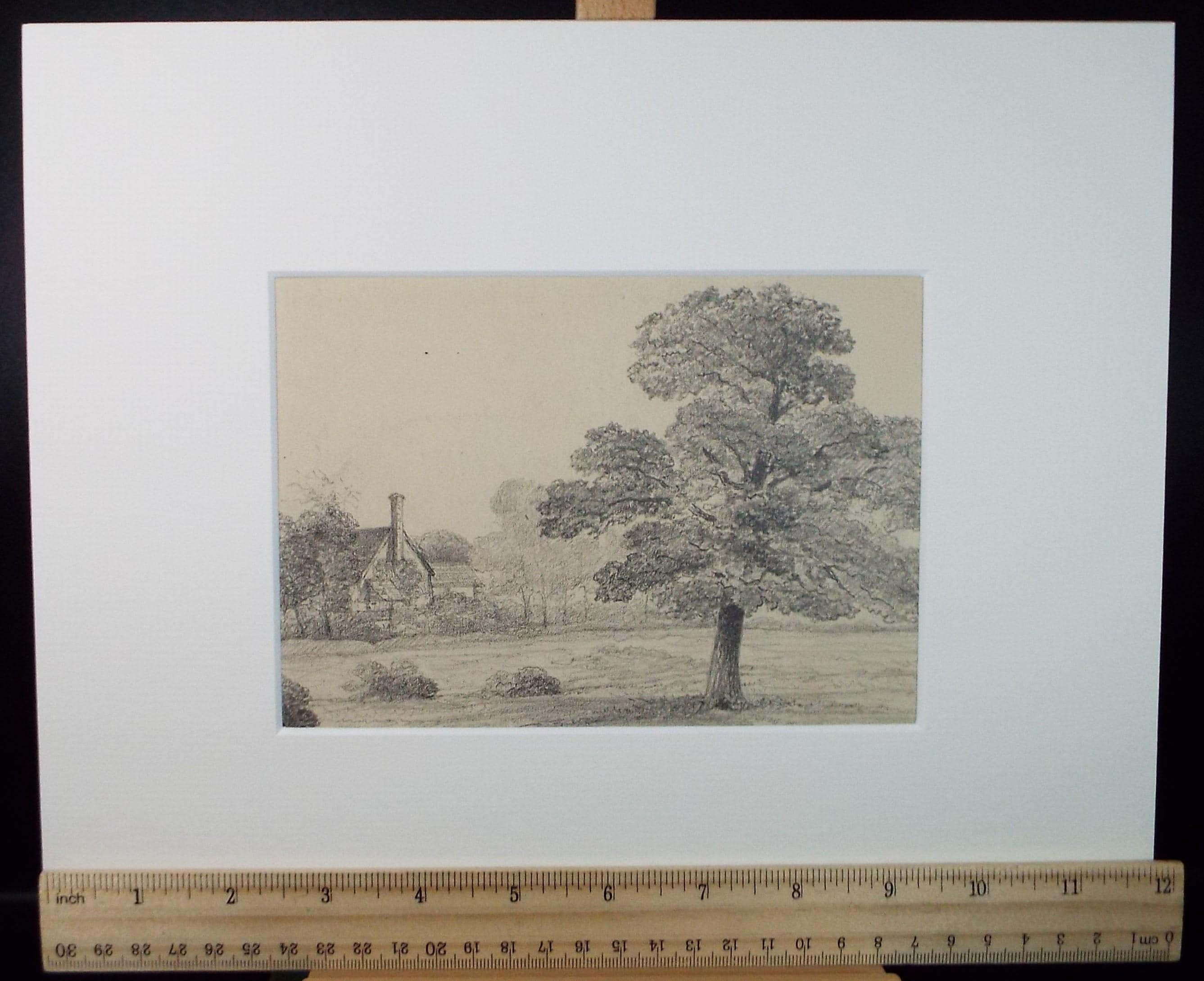 Original Pencil drawing, 'Mr Thurston's farm - Stadbroke', Dated 1877', artist unknown