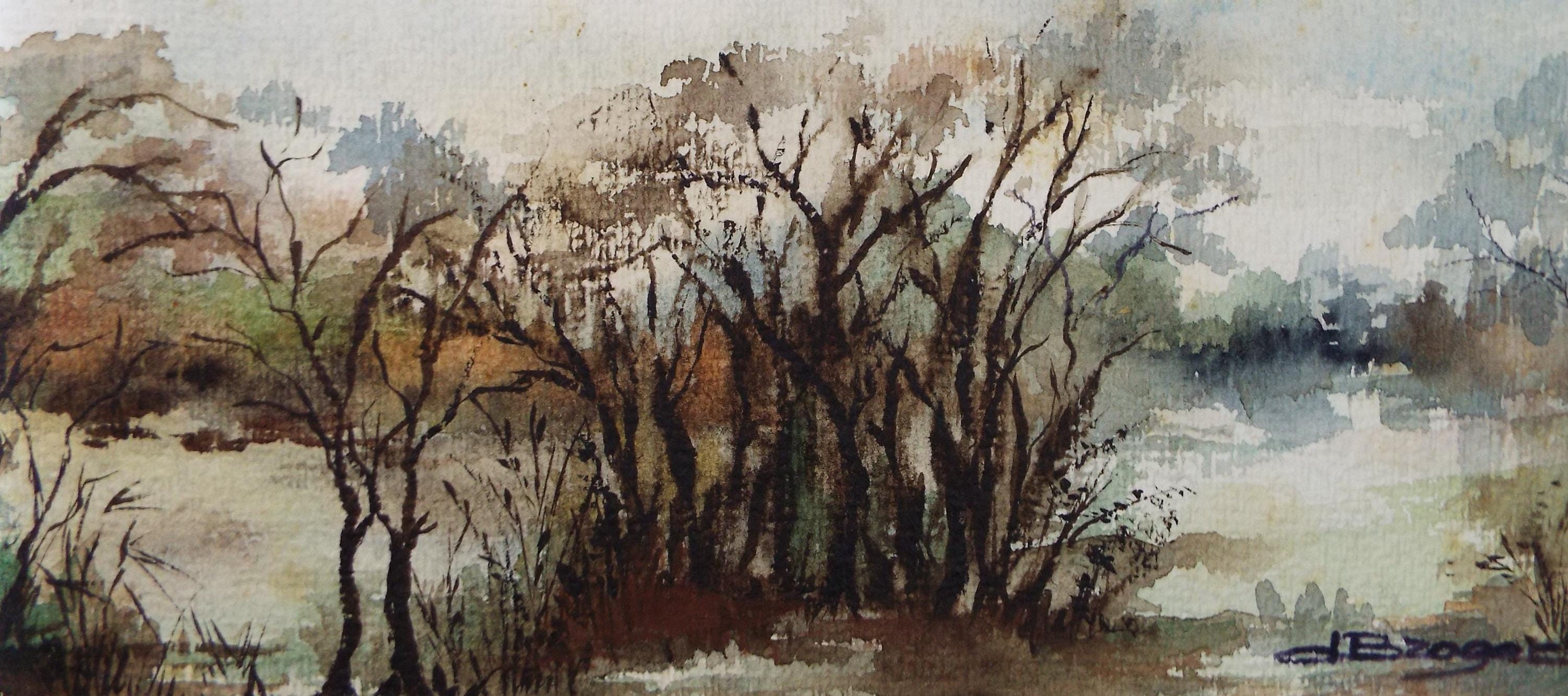 Original Watercolour, 'Winter Landscape', circa 1970's, Artist Unknown