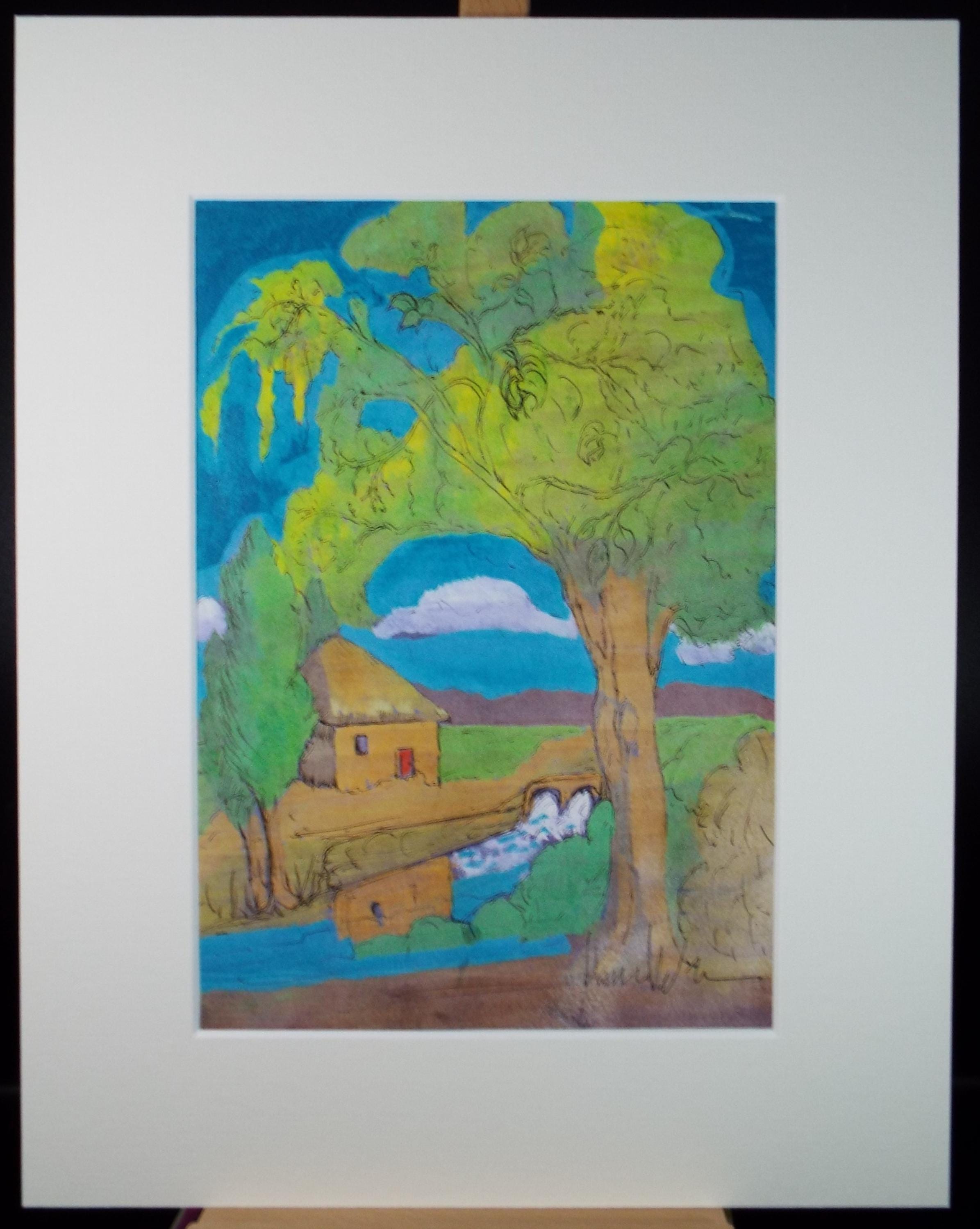 Original Gouache 'Landscape', Marie W. Hiorns, Dated 1983