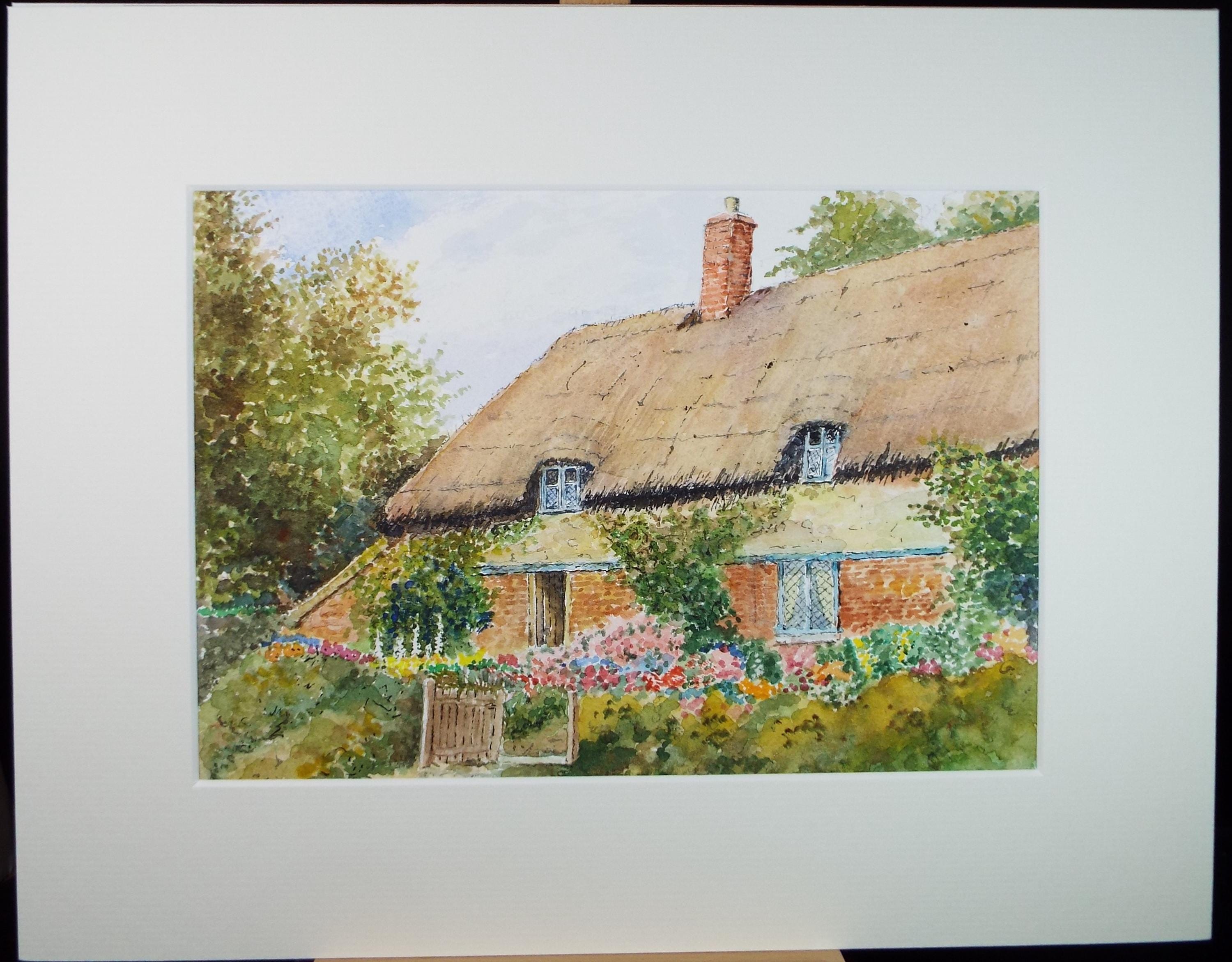 Original Watercolour, 'Country Cottage', c1980's, V.R. Burrow