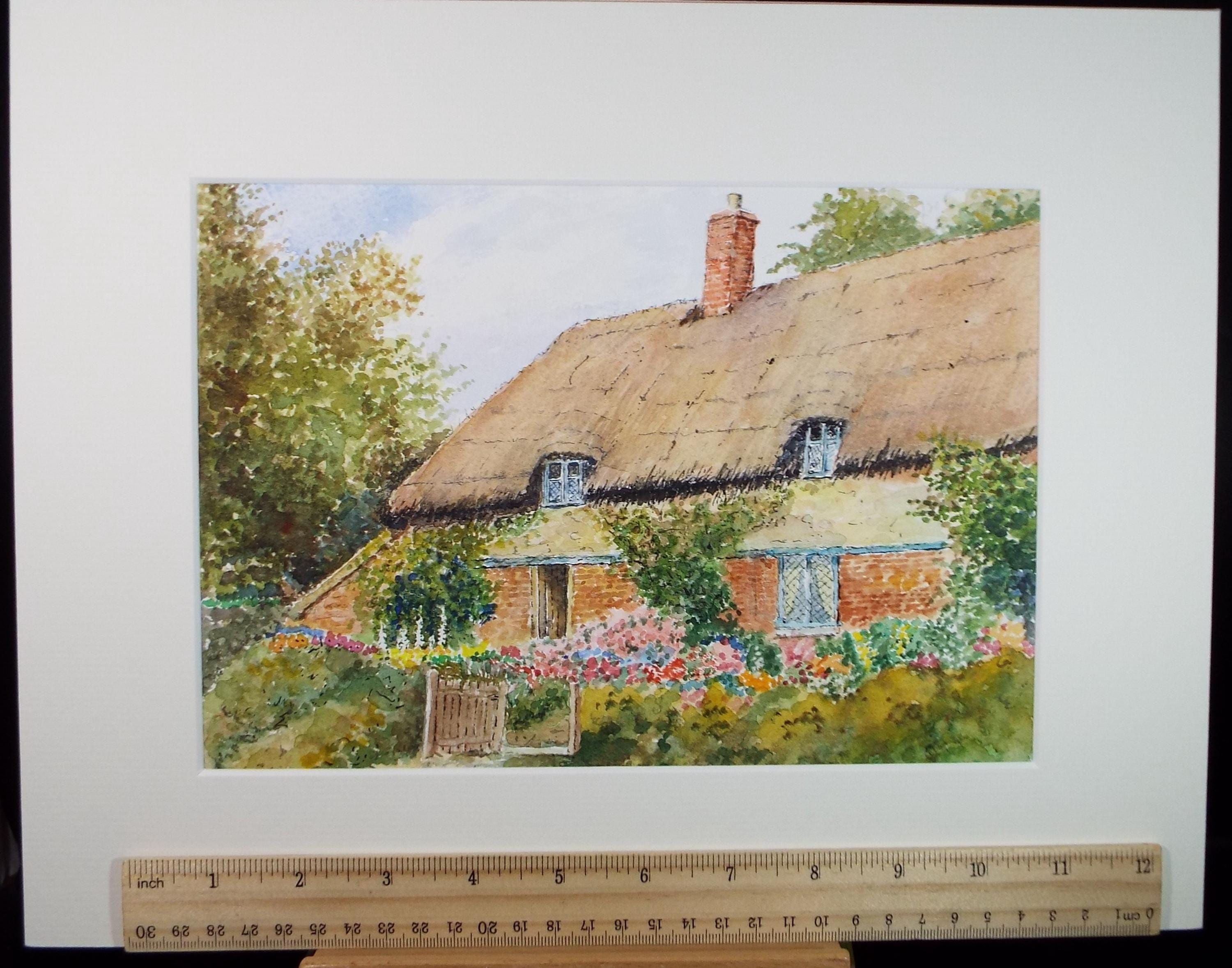 Original Watercolour, 'Country Cottage', c1980's, V.R. Burrow