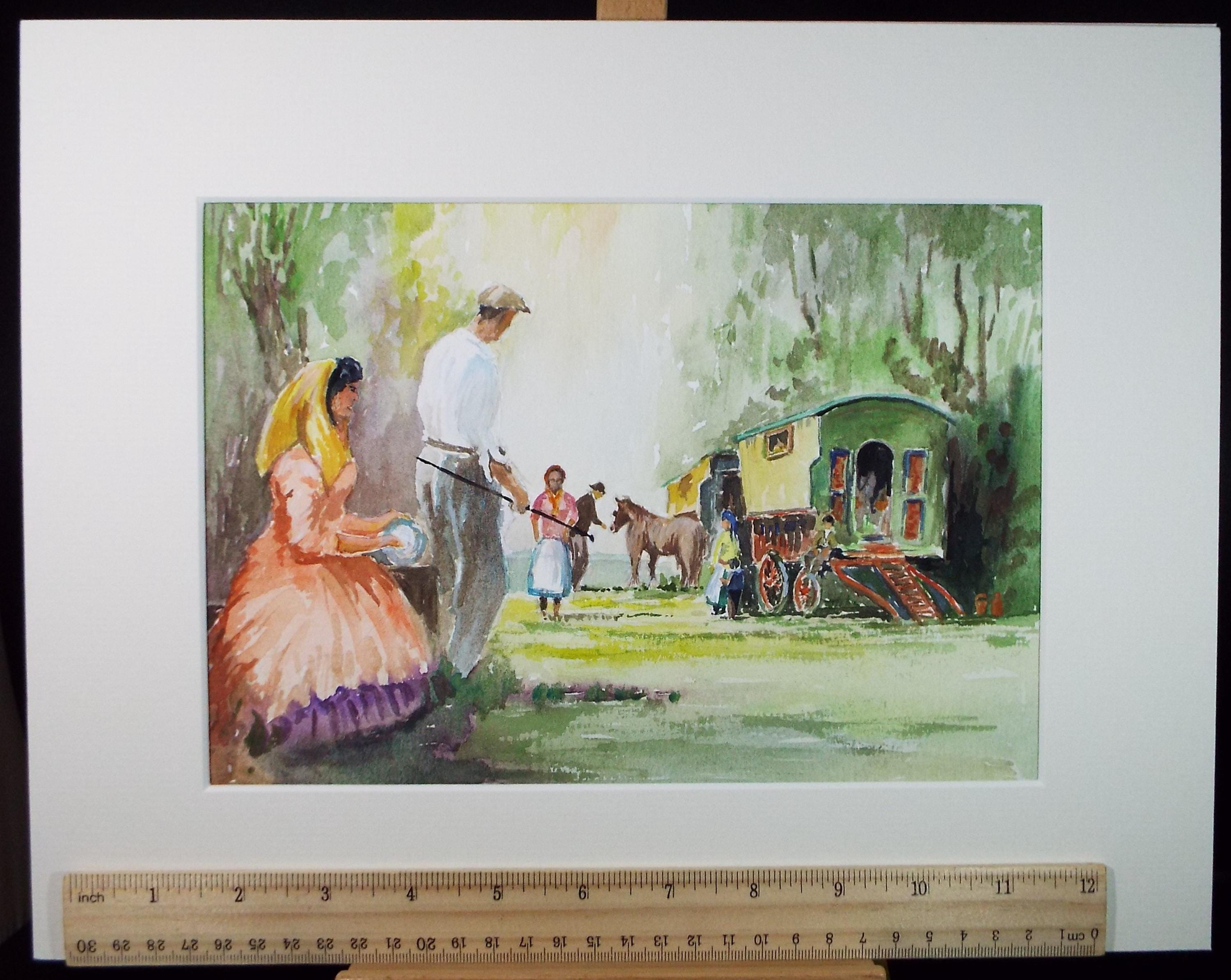 Original Watercolour,' Travellers Caravans' c1980's ,V R Burrow