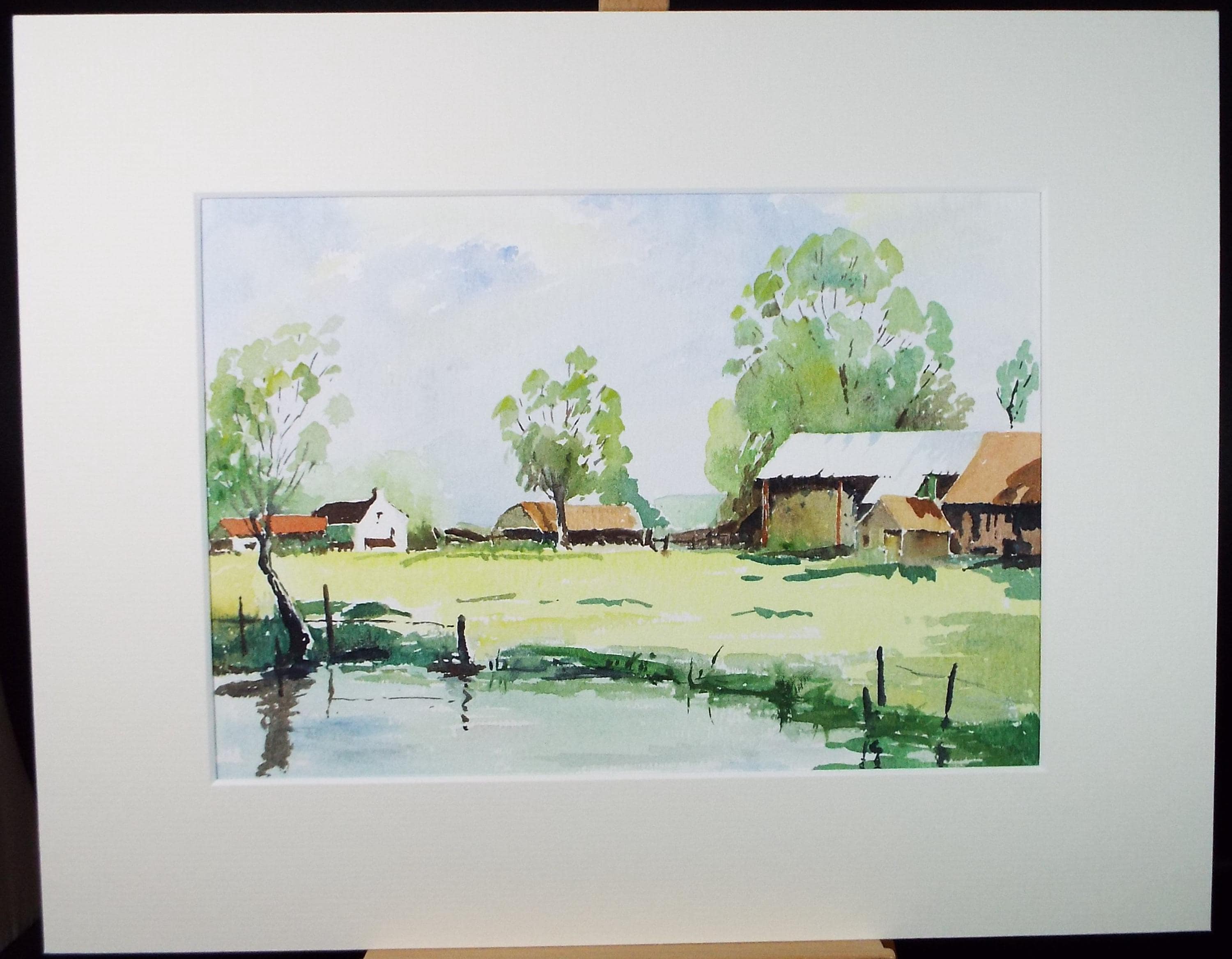 Original Watercolour, 'Farmstead', V R Burrow, c1980's