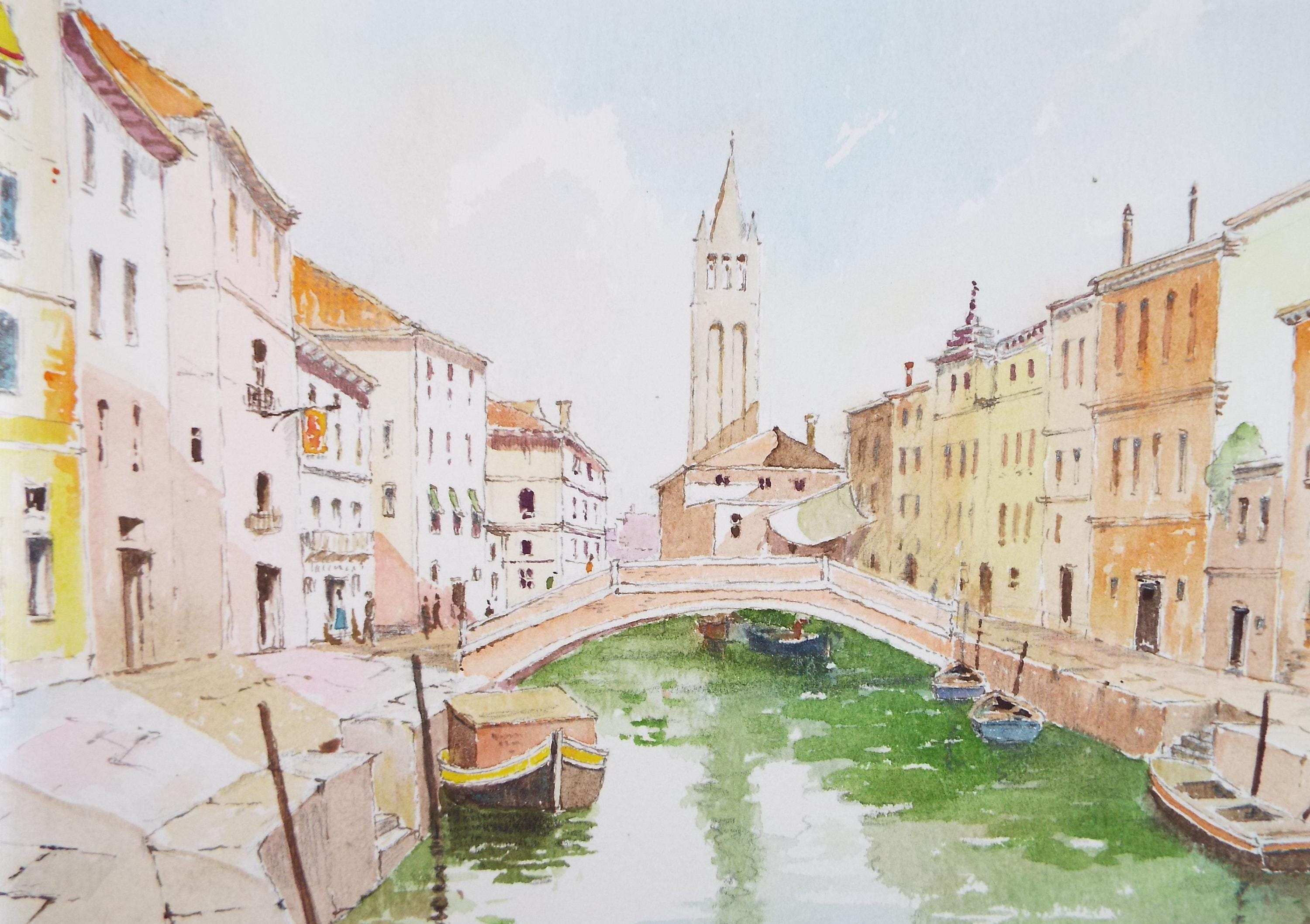 Original Watercolour, 'Venice', Circa 1980's, V R Burrow