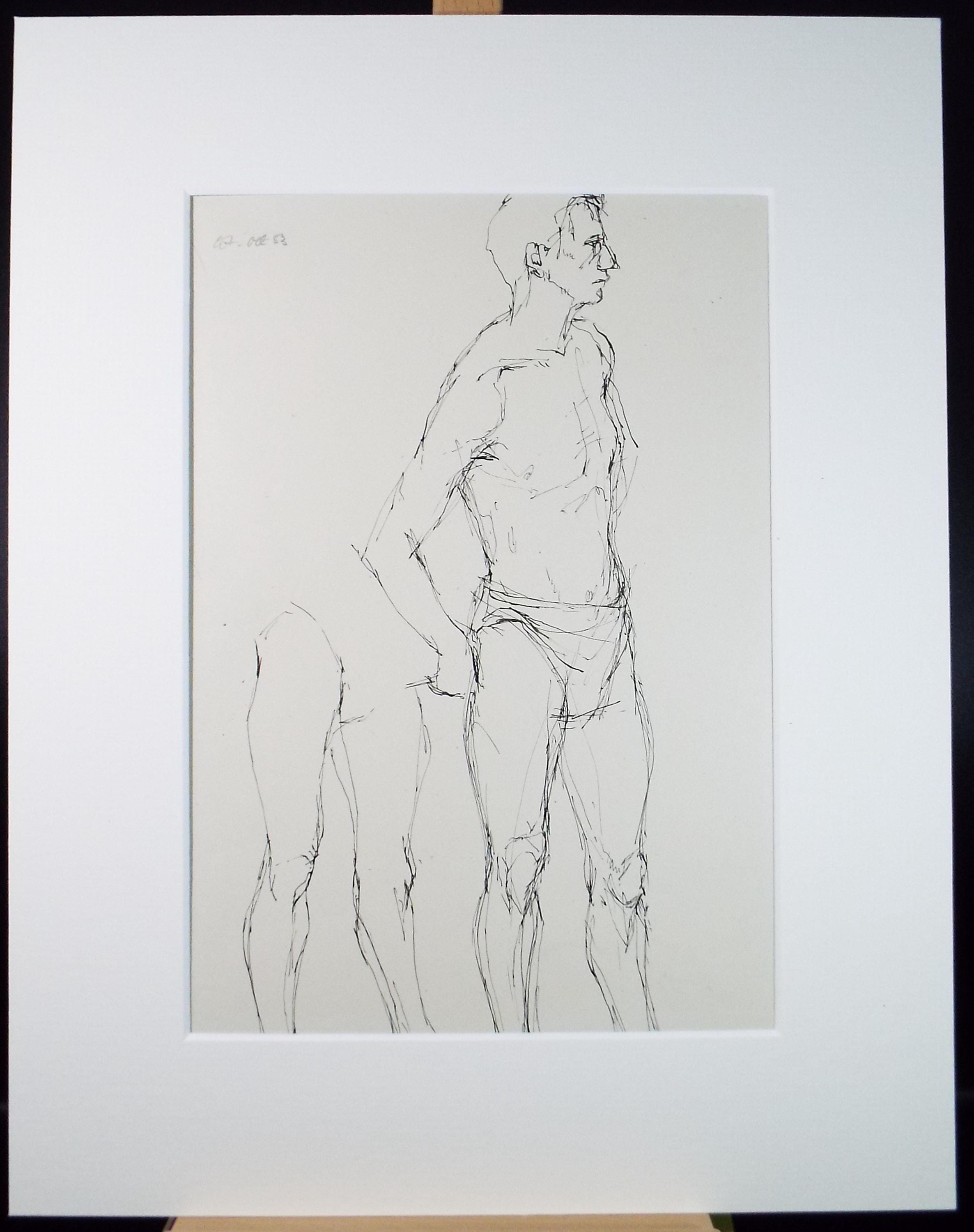 Pen & ink drawing 'Standing Male figure', c1950s, C.D. Finley