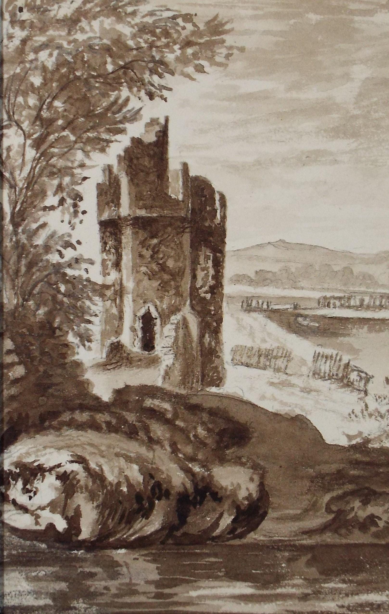 Original Watercolour , 'Ruined Tower', Late 19th Century, Artist Unknown