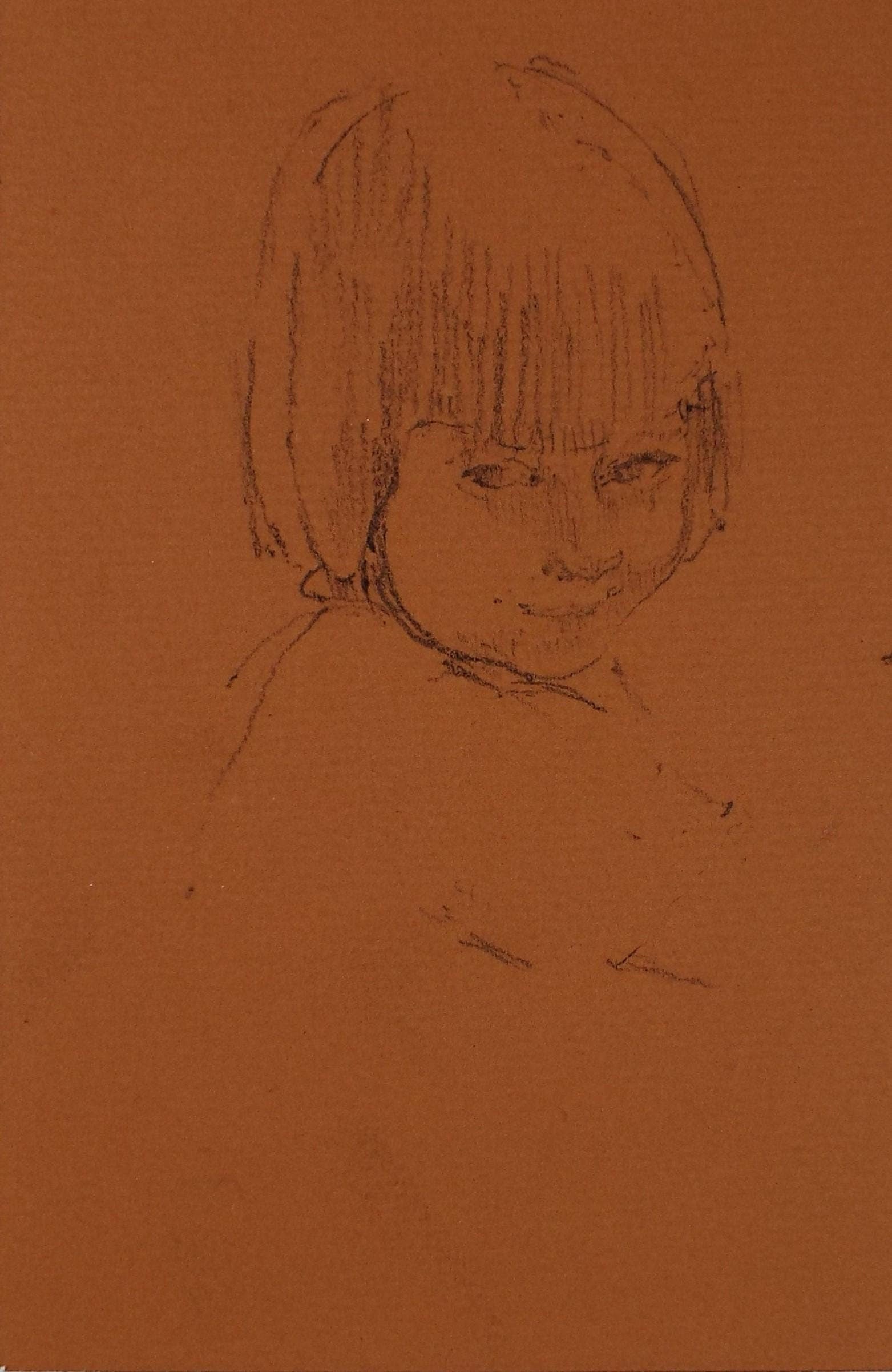 Original Pencil Drawing,'Portrait of a Girl', circa 1950, Mariota Bosanquet (1923-2022)