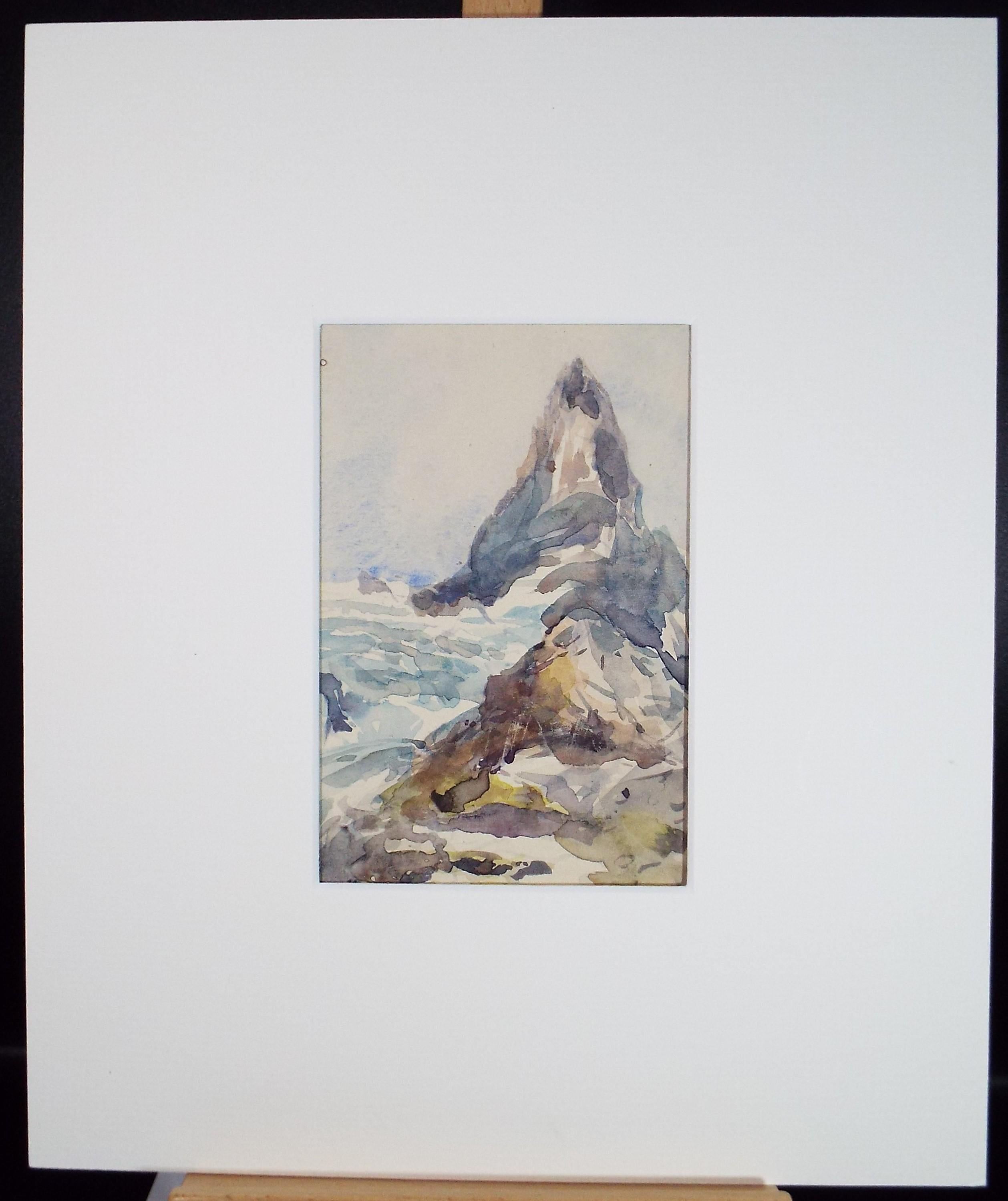 Original Watercolour, 'Mountain Peak', Artist Unknown, circa 1890