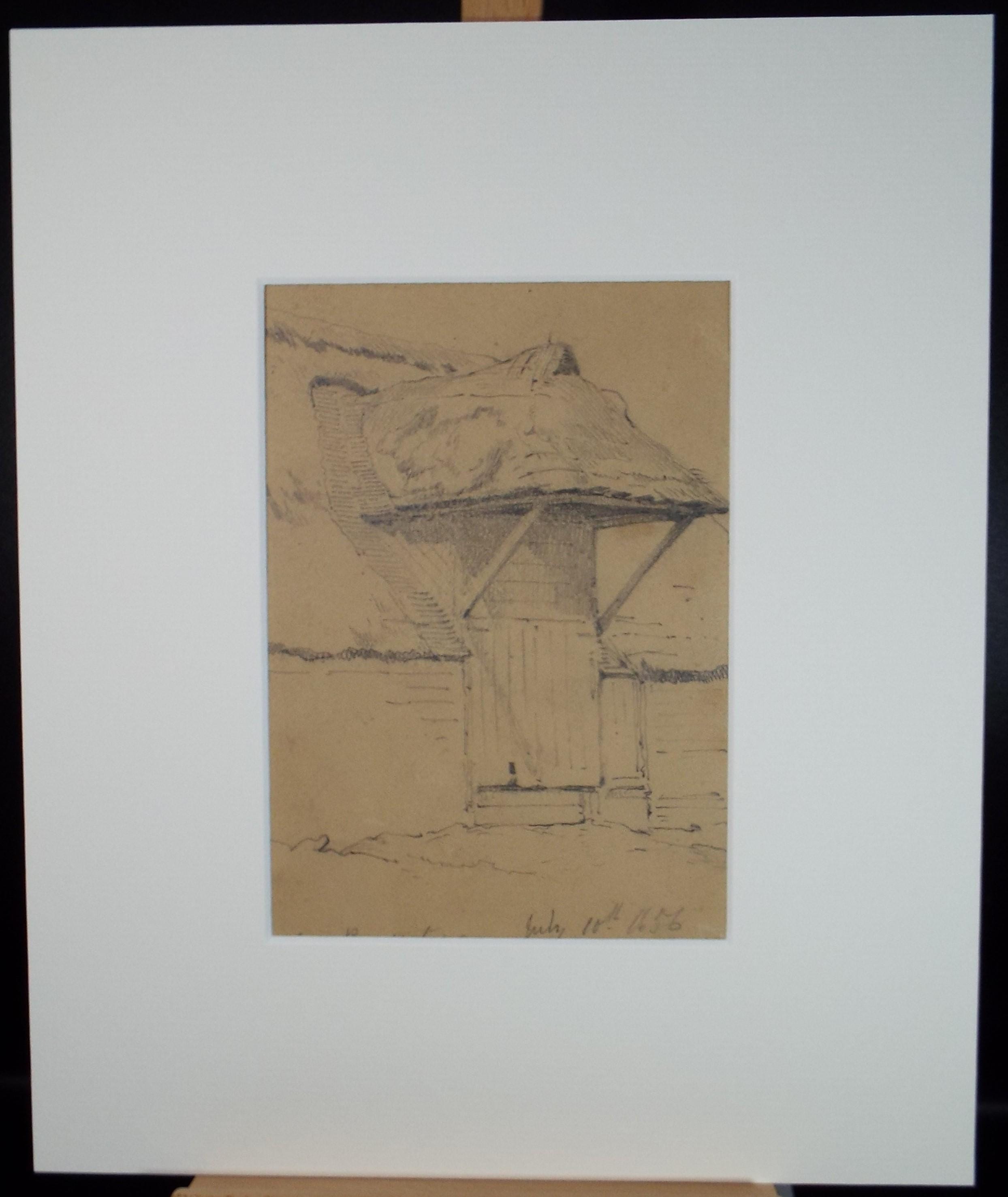 Original Pencil Drawing, 'Barn, Near Ramsgate', Dated 1856, Artist Unknown