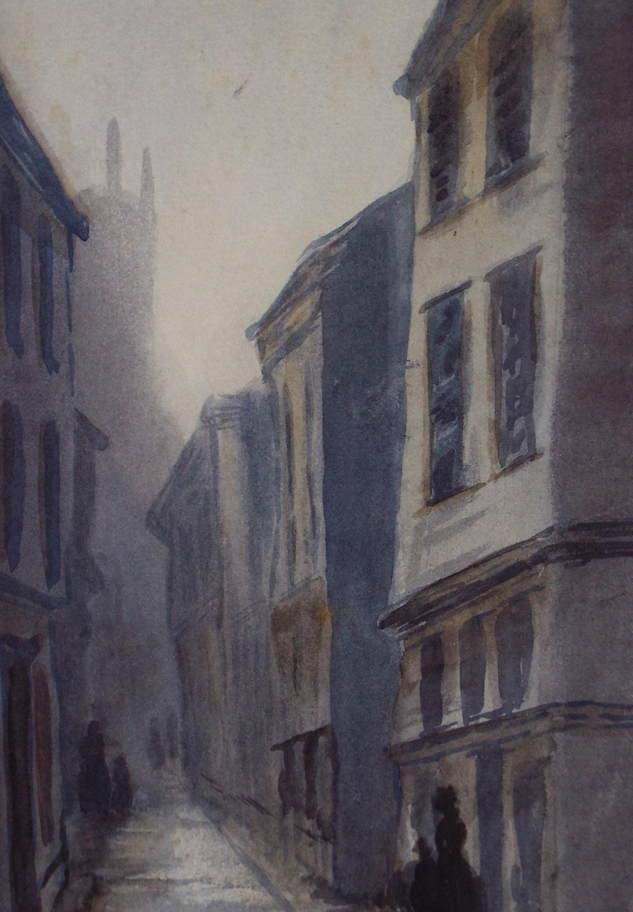 Original Watercolour, 'Foss Street, Dartmouth', Dated 1892, Artist Unknown